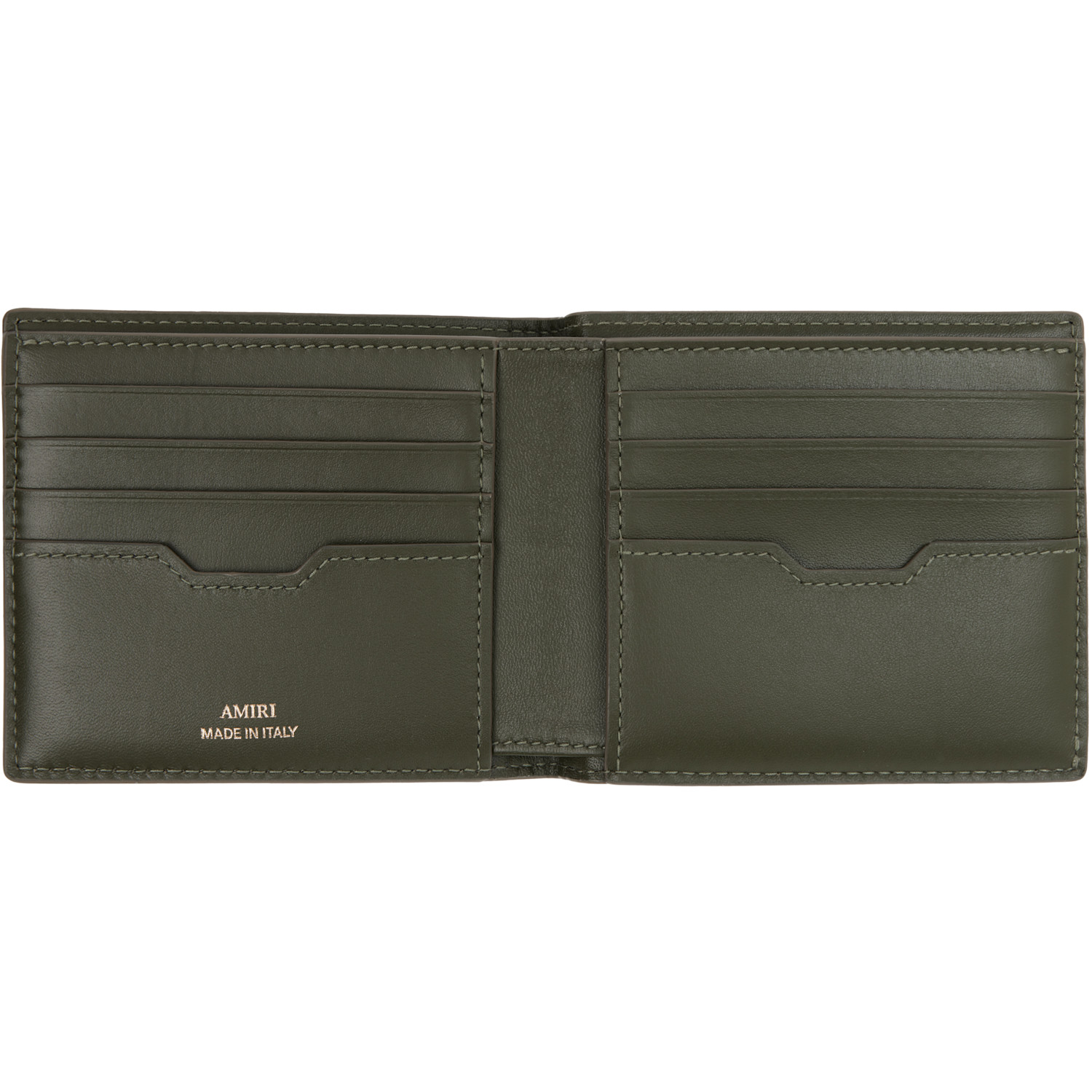  Amiri Khaki 'ma' Quad Leather Bifold Wallet 