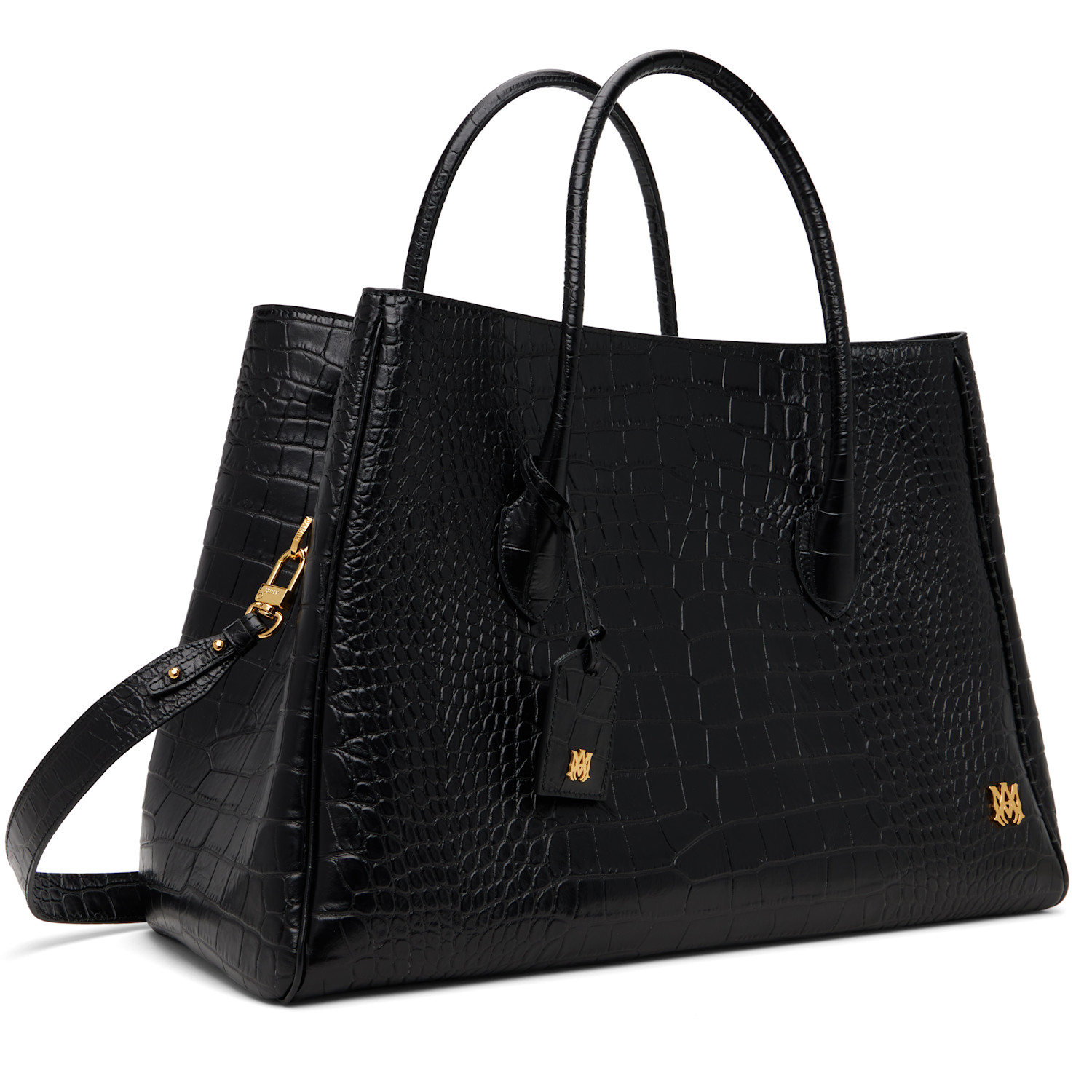  Amiri Black Embossed Croc Honey 50 Tote 