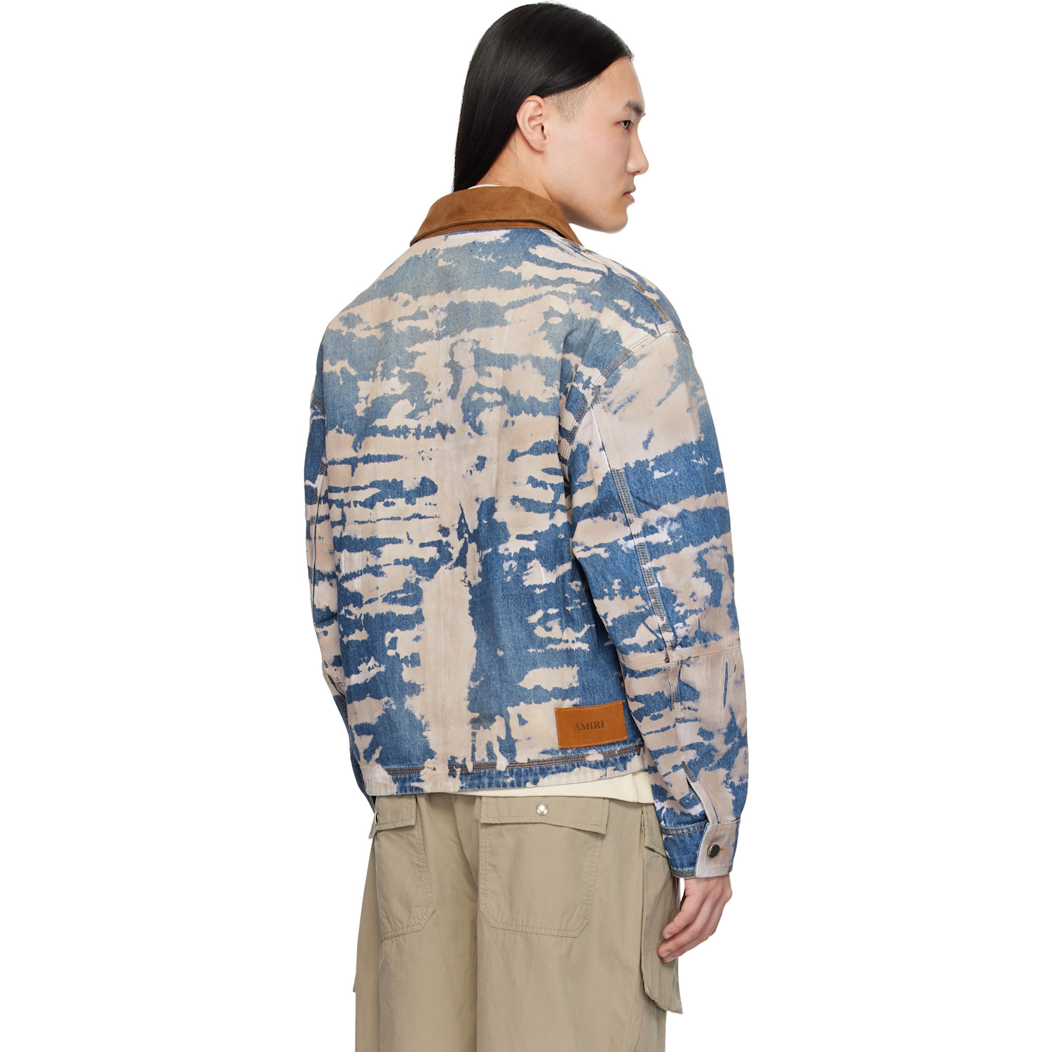  Amiri Blue & Off-white Bleached Work Denim Jacket 