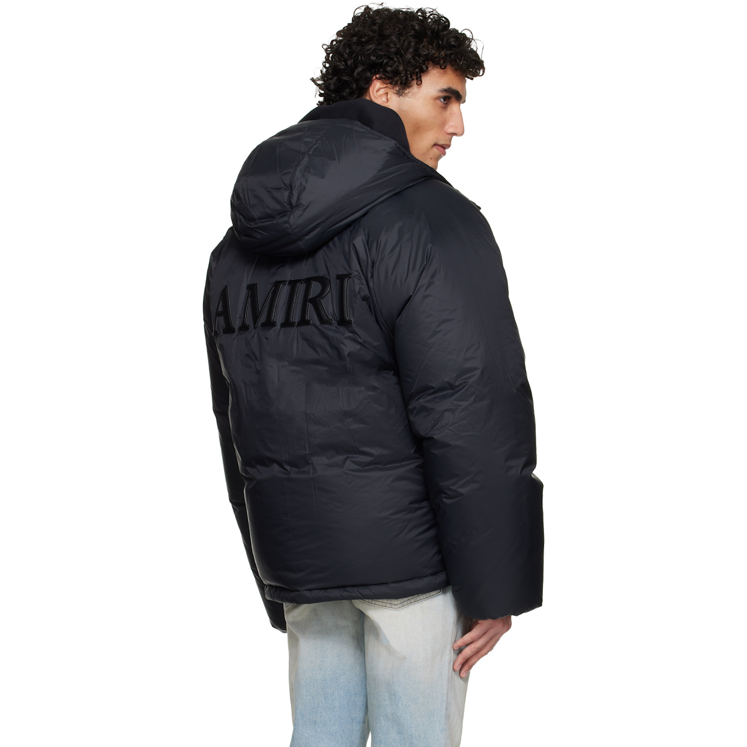  Amiri Black 'amiri' Hooded Down Jacket 