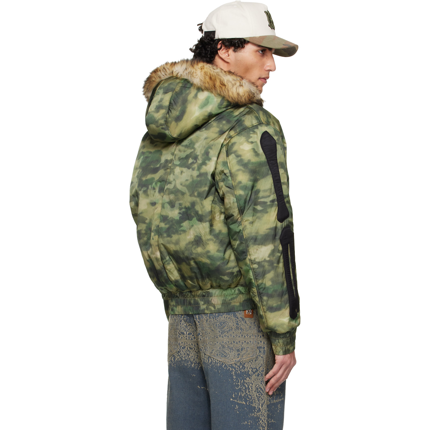  Amiri Green Bones Camo Hooded Jacket 