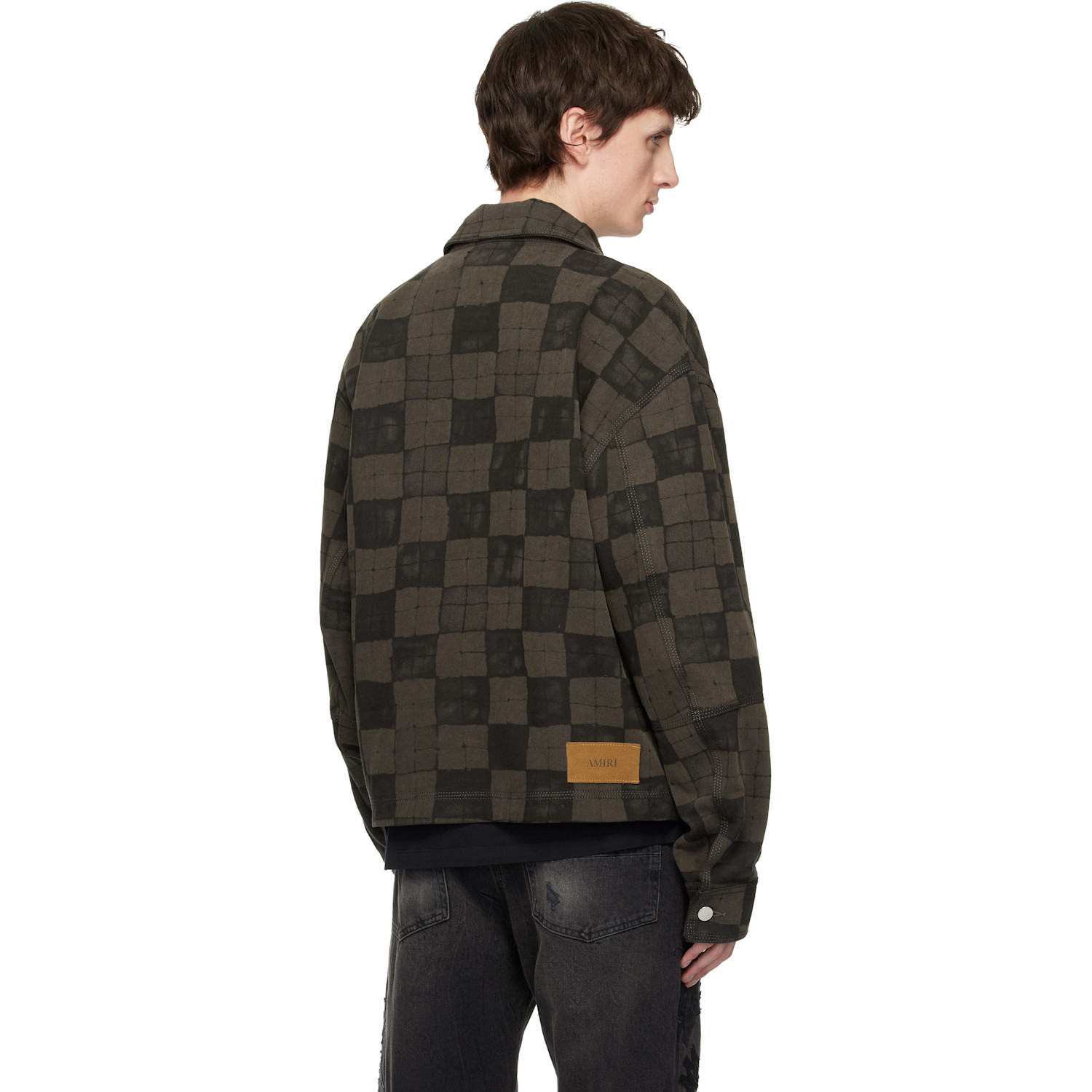  Amiri Brown Chateau Crest Denim Jacket 