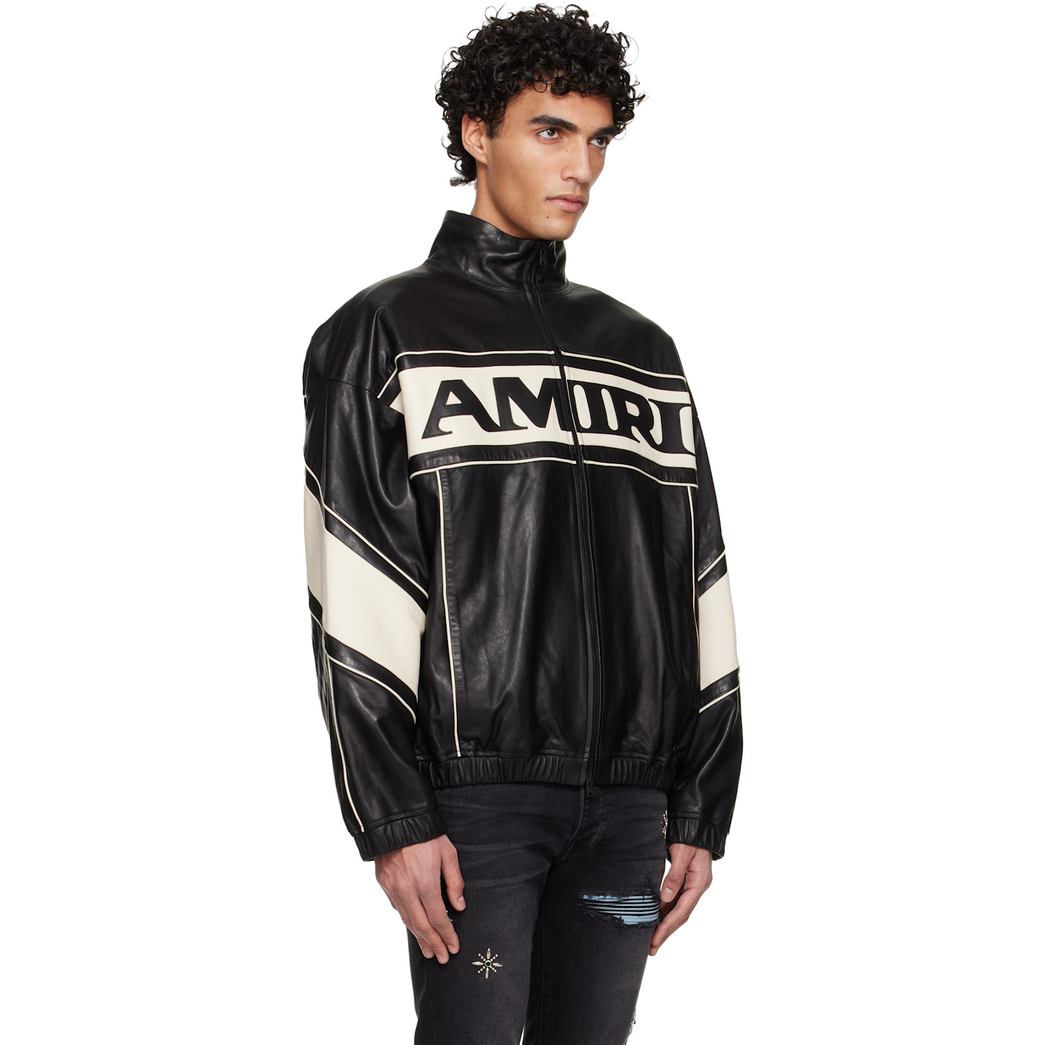  Amiri Black 'amiri' Sport Leather Jacket 