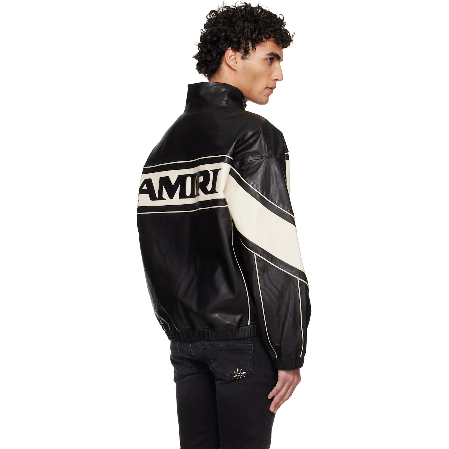  Amiri Black 'amiri' Sport Leather Jacket 