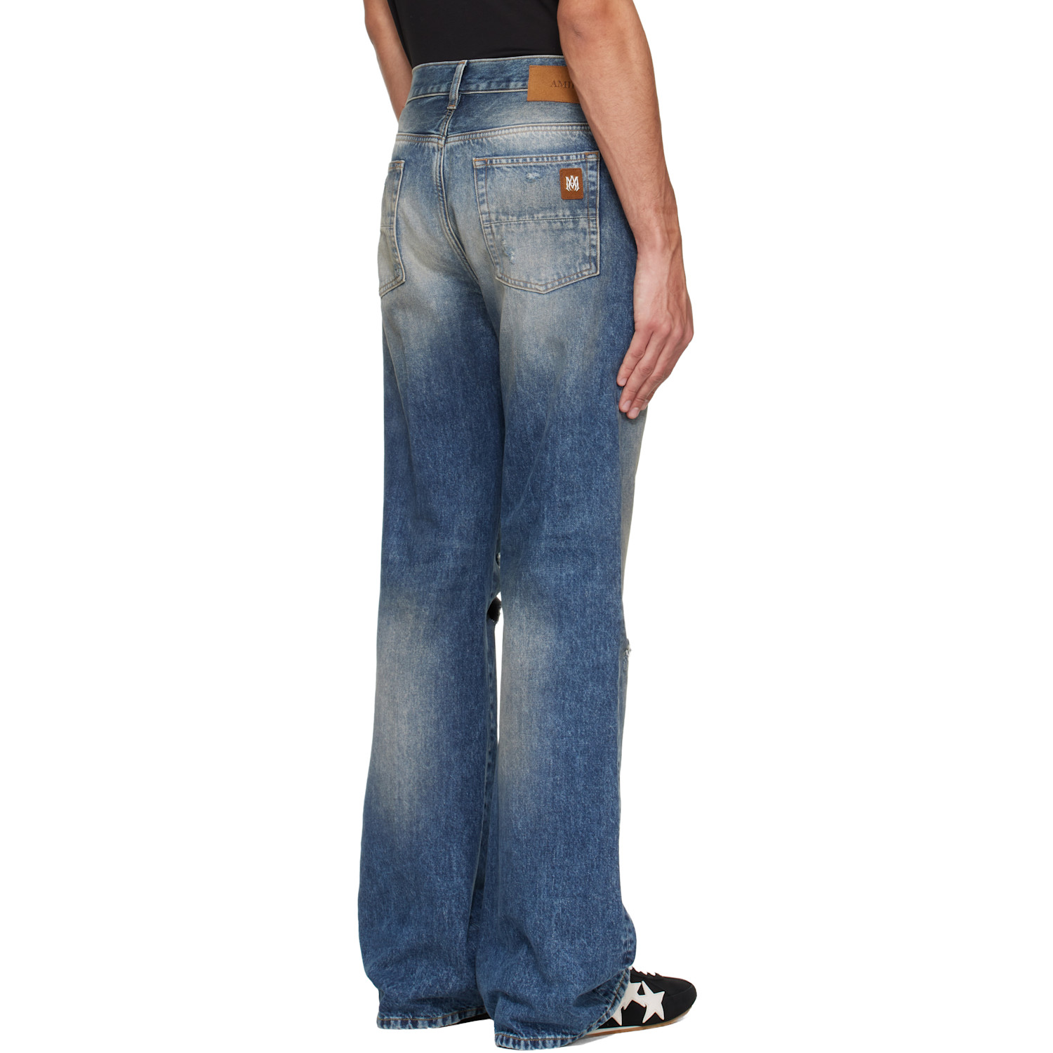  Amiri Blue Slashed Bootcut Jeans 