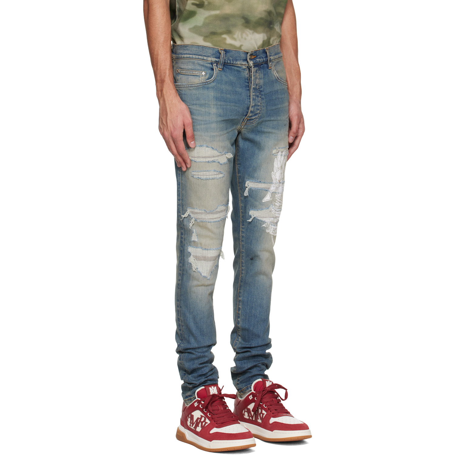  Amiri Blue Amiri Eagle Repair Skinny Jeans 