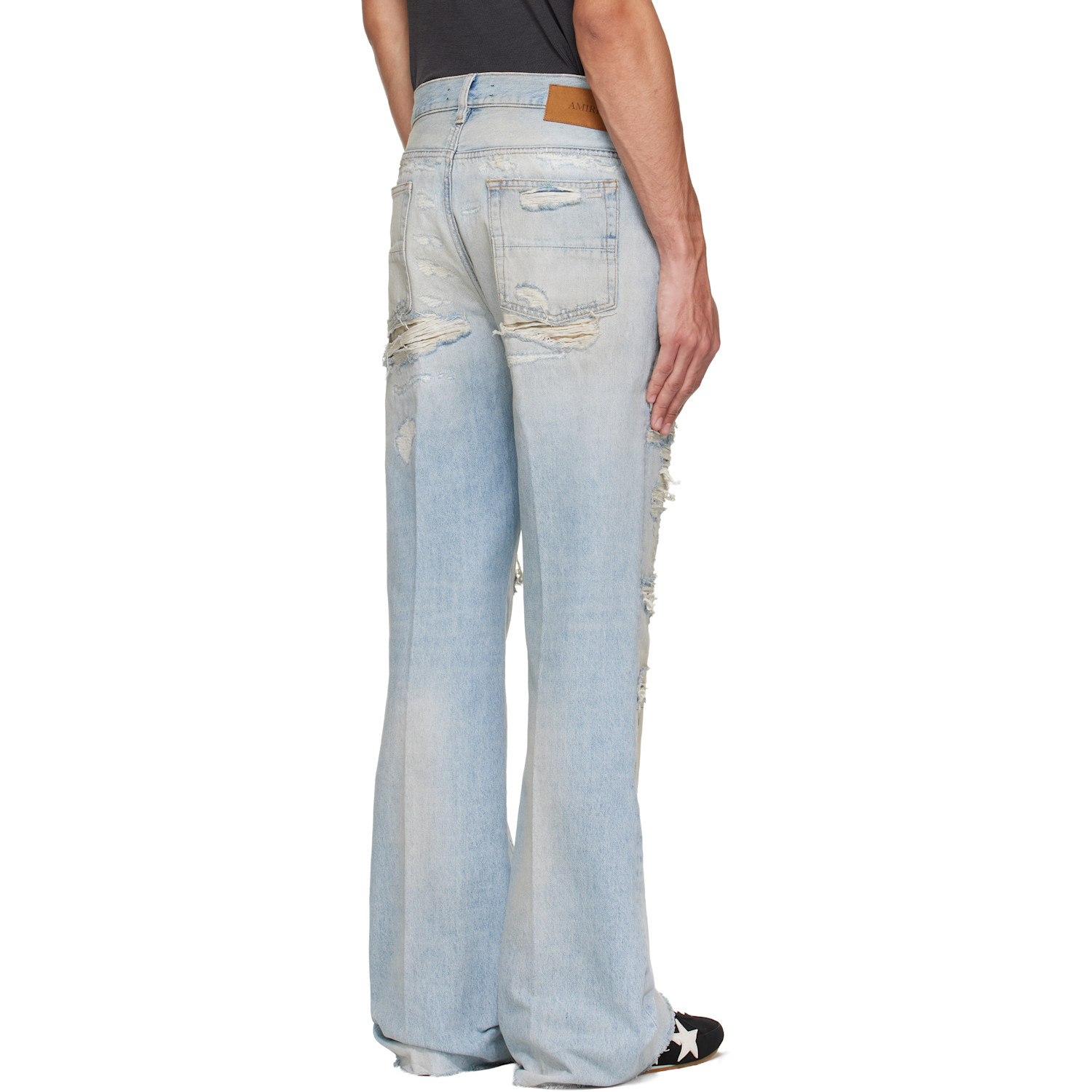  Amiri Blue Camo Repair Boot Cut Jeans 
