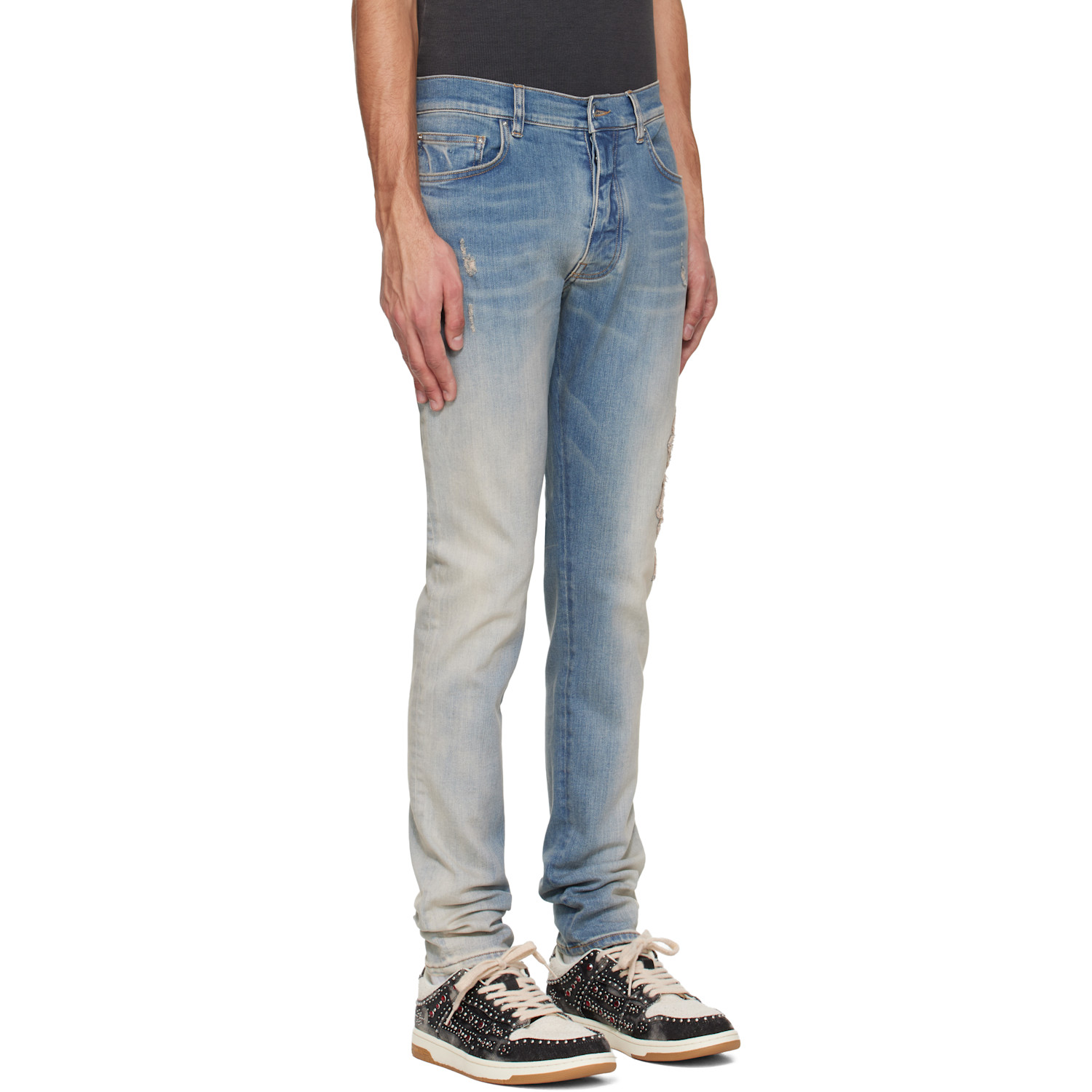  Amiri Blue Ma Quad Applique Skinny Jeans 