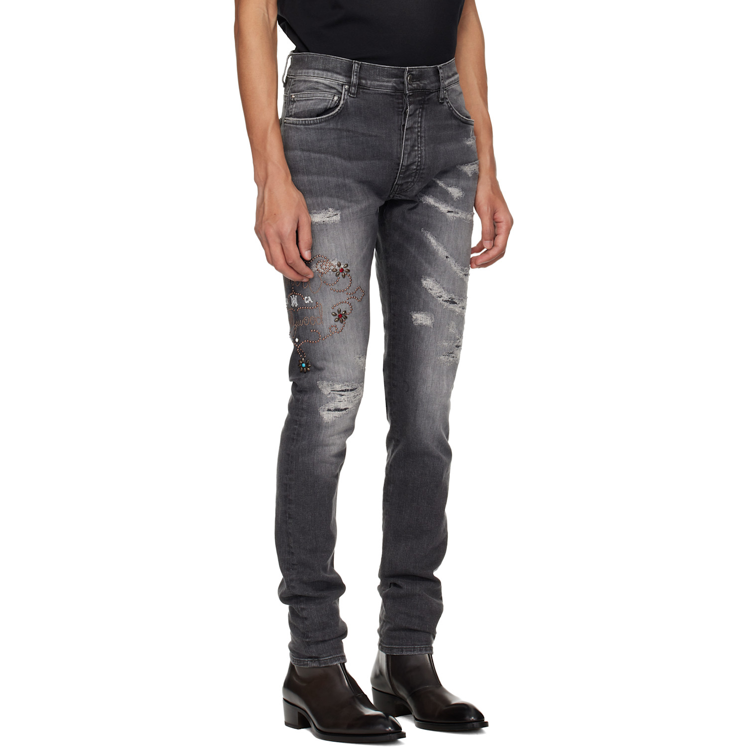  Amiri Black 'amiri Hollywood' Studded Jeans 