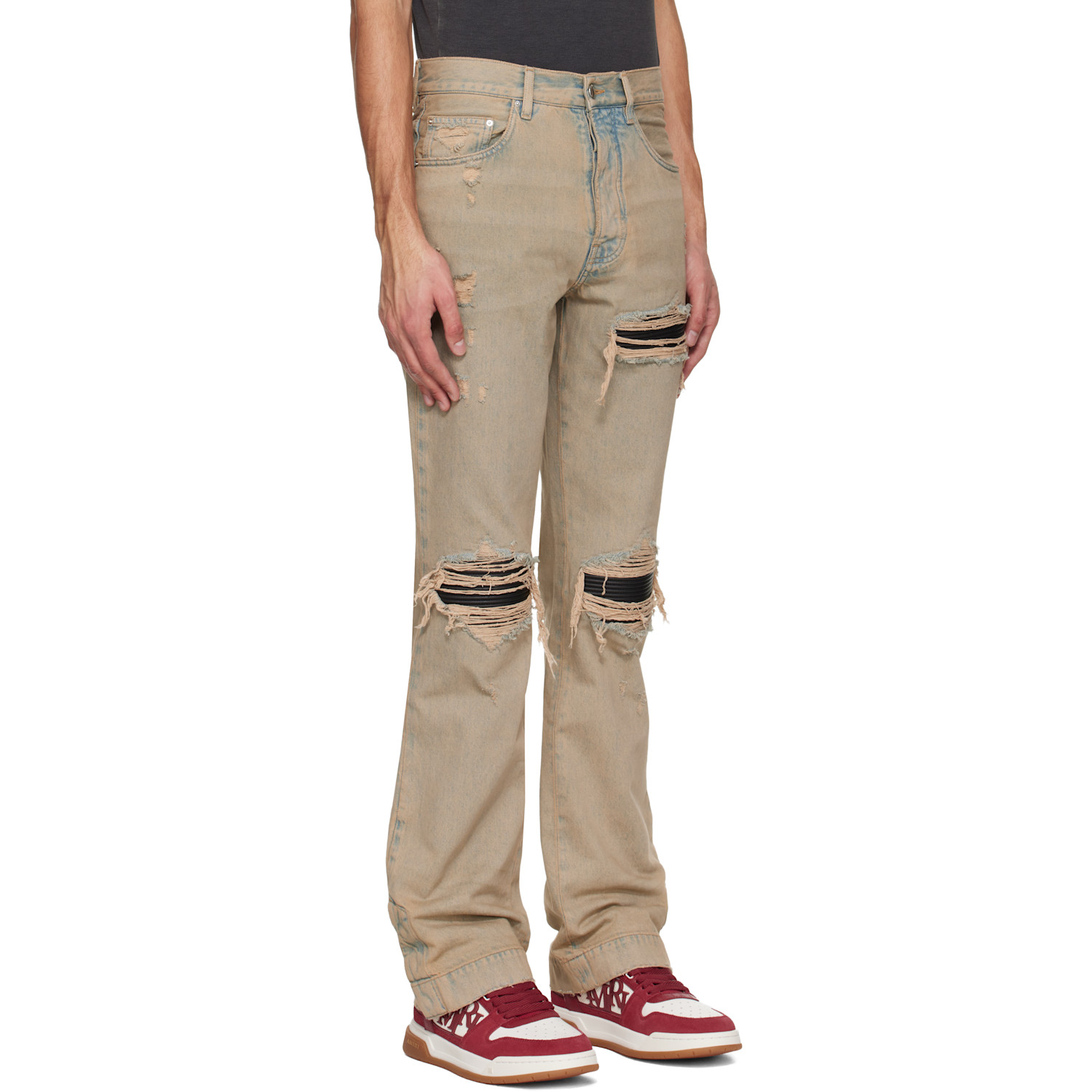  Amiri Beige Mx1 Straight Flare Jeans 