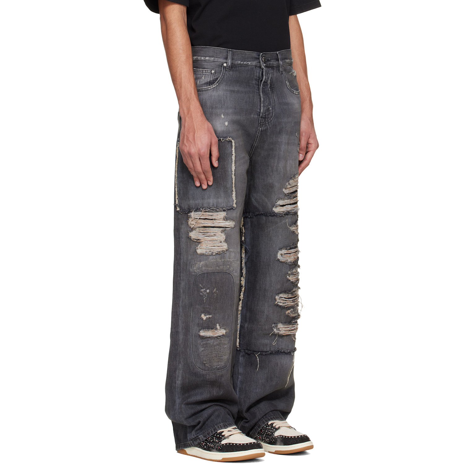  Amiri Black Carpenter Repaired Baggy Jeans 