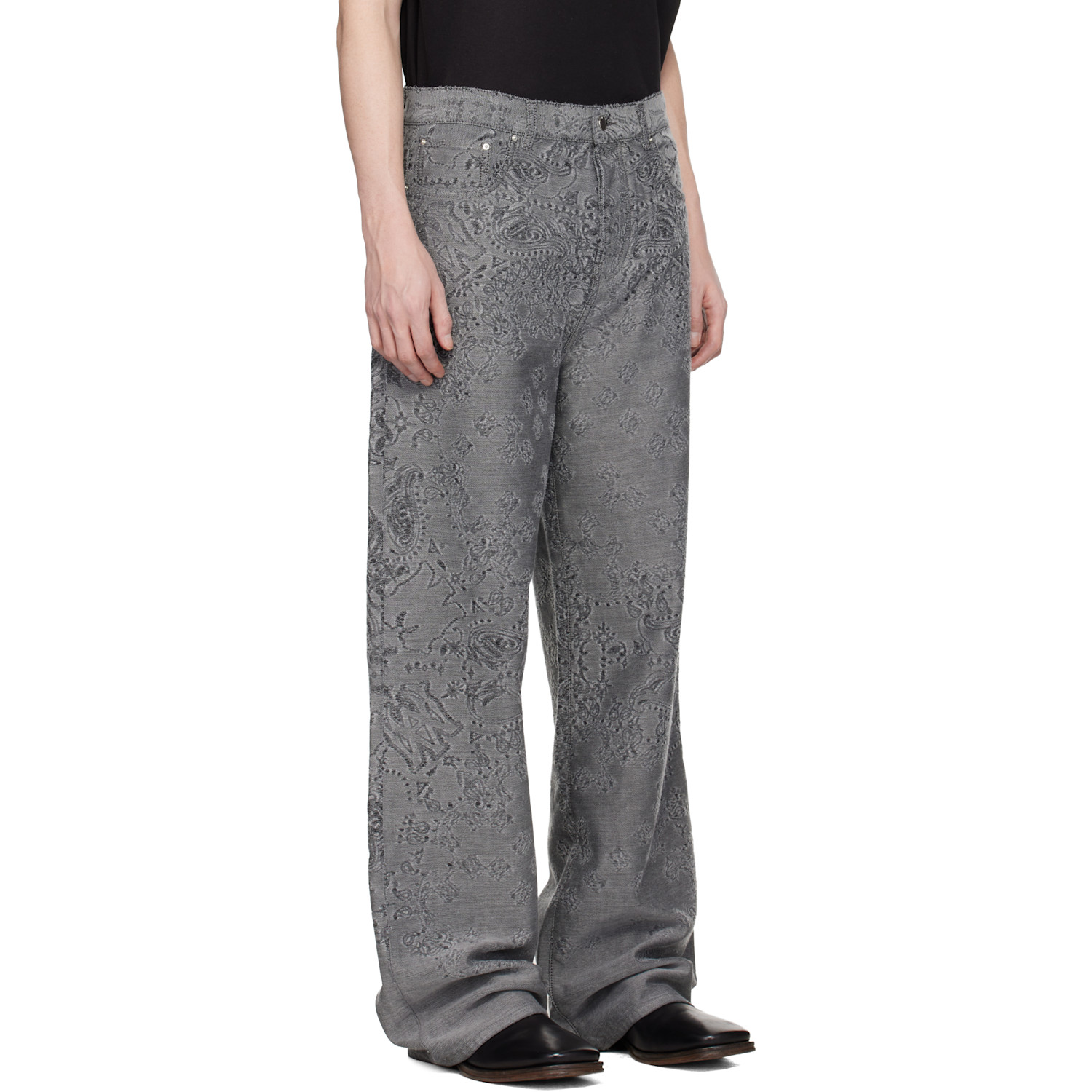  Amiri Gray Ma Quad Bandana Baggy Jeans 
