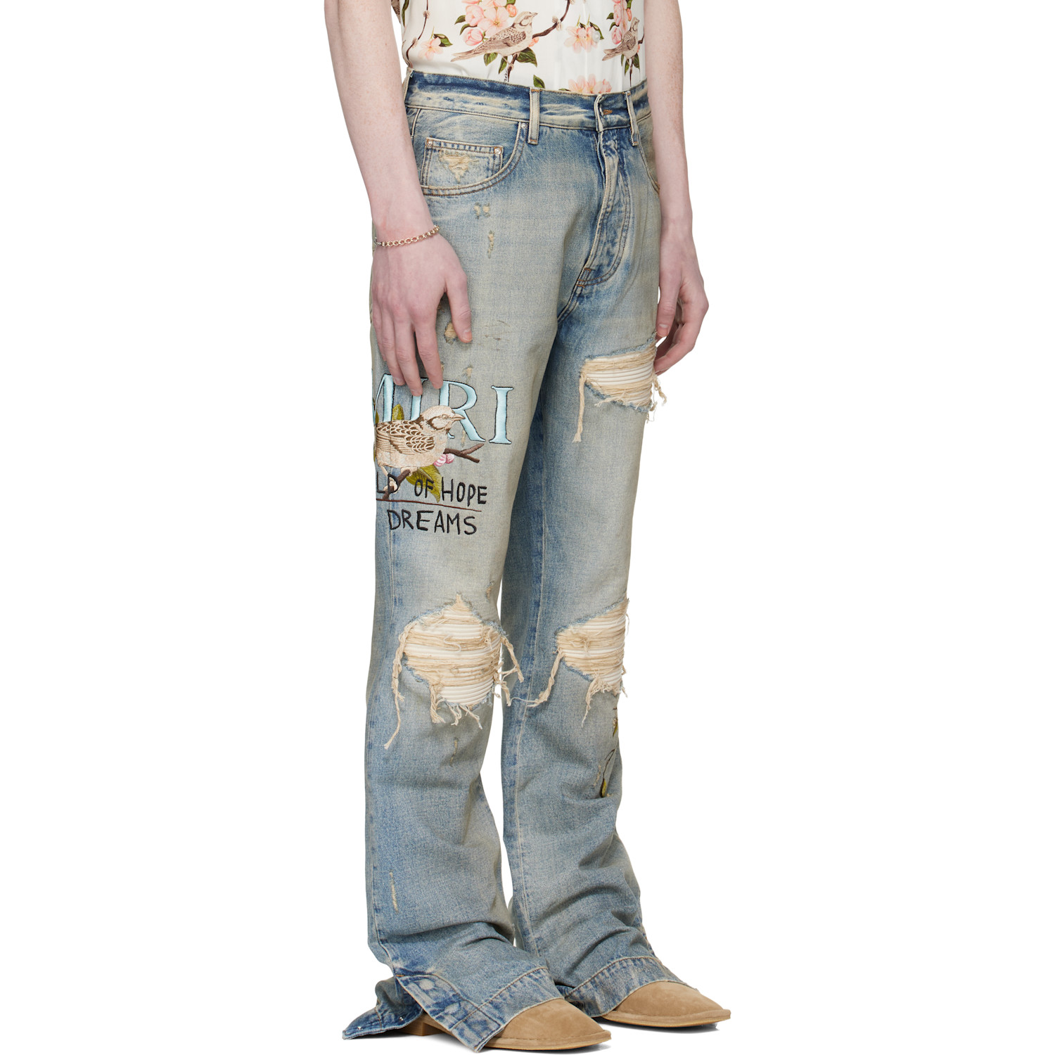  Amiri Blue Chateau Mx1 Straight Flare Jeans 