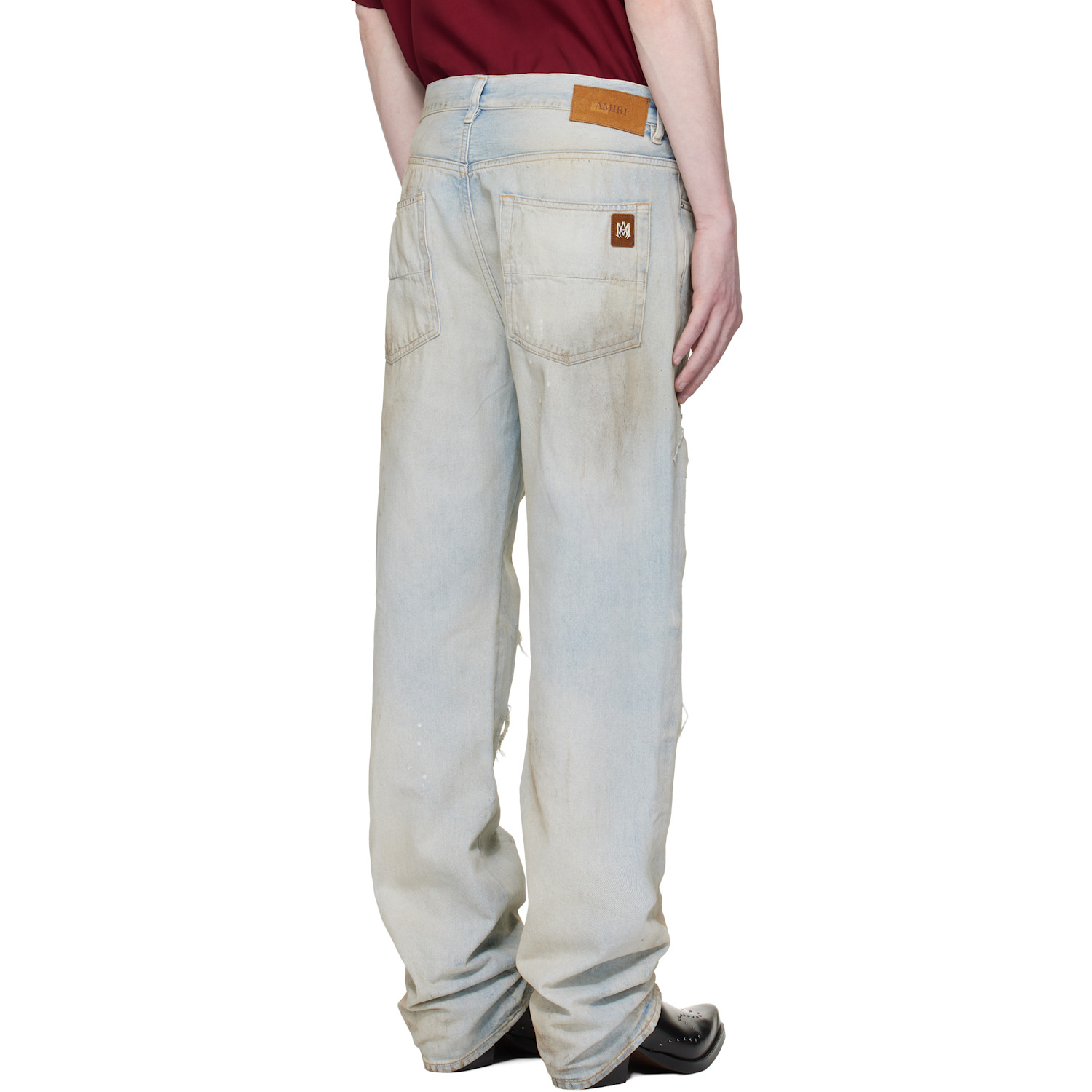  Amiri Blue Snake Thrasher Straight Jeans 