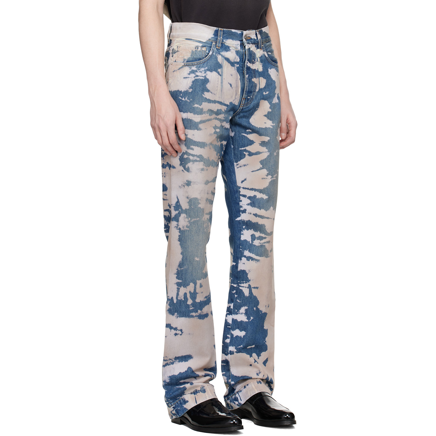  Amiri Blue Bleached Straight Flare Jeans 