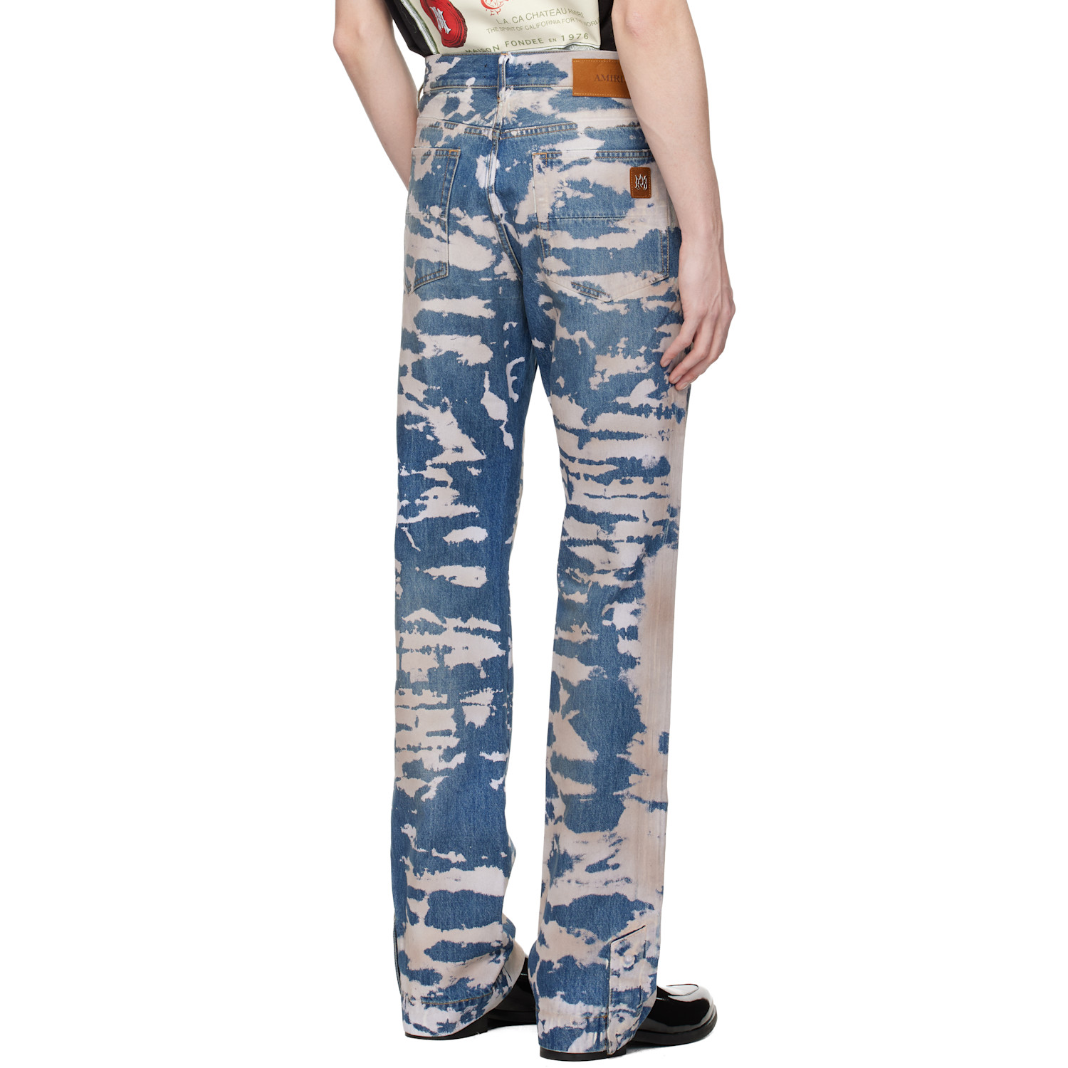  Amiri Blue Bleached Straight Flare Jeans 