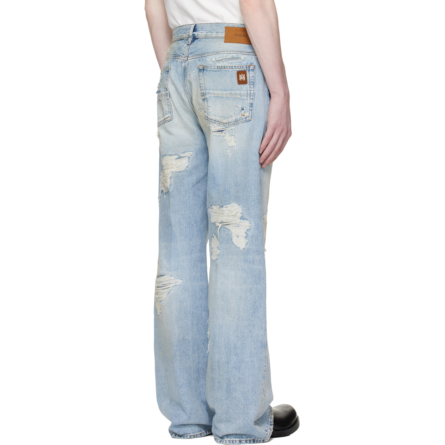  Amiri Blue Distressed Boot Cut Jeans 