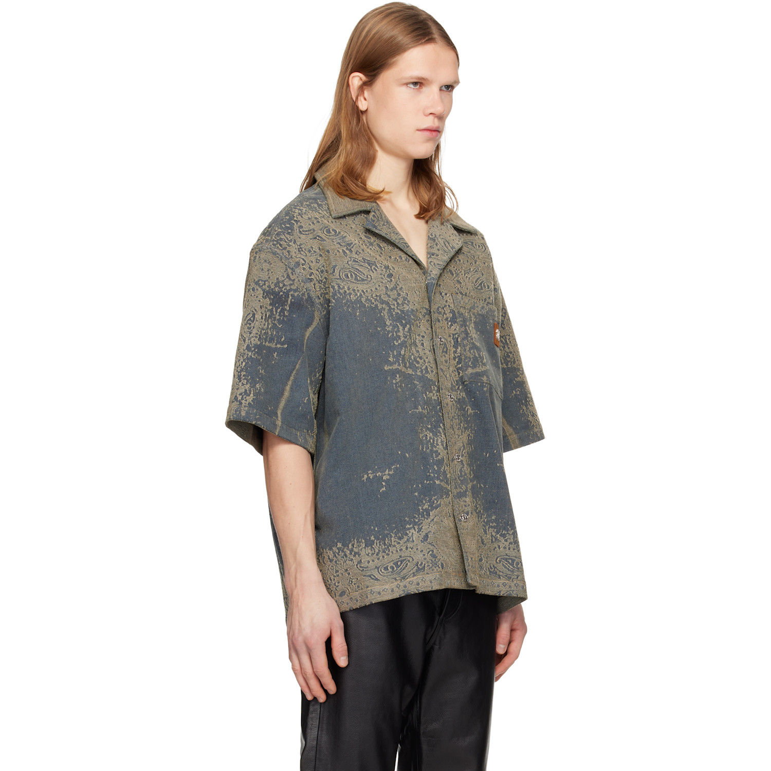  Amiri Blue Faded Bandana Denim Shirt 
