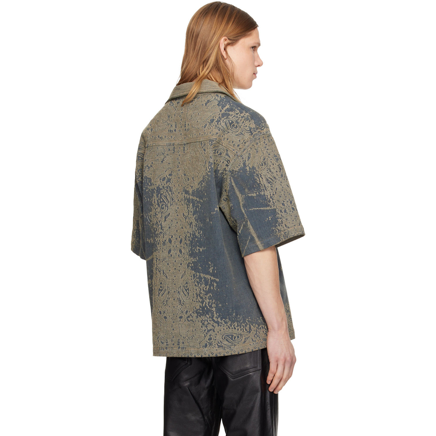  Amiri Blue Faded Bandana Denim Shirt 
