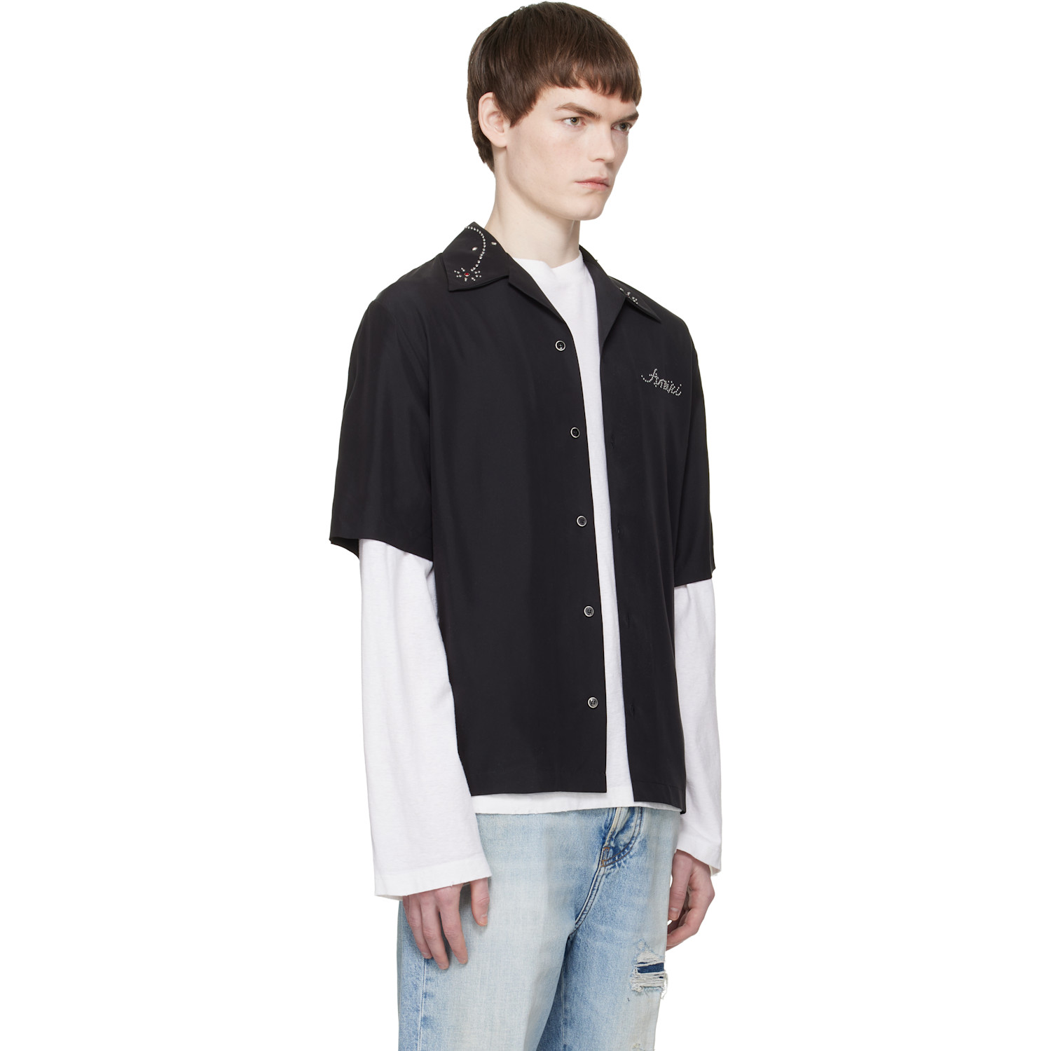  Amiri Black 'amiri' Stud Camp Shirt 