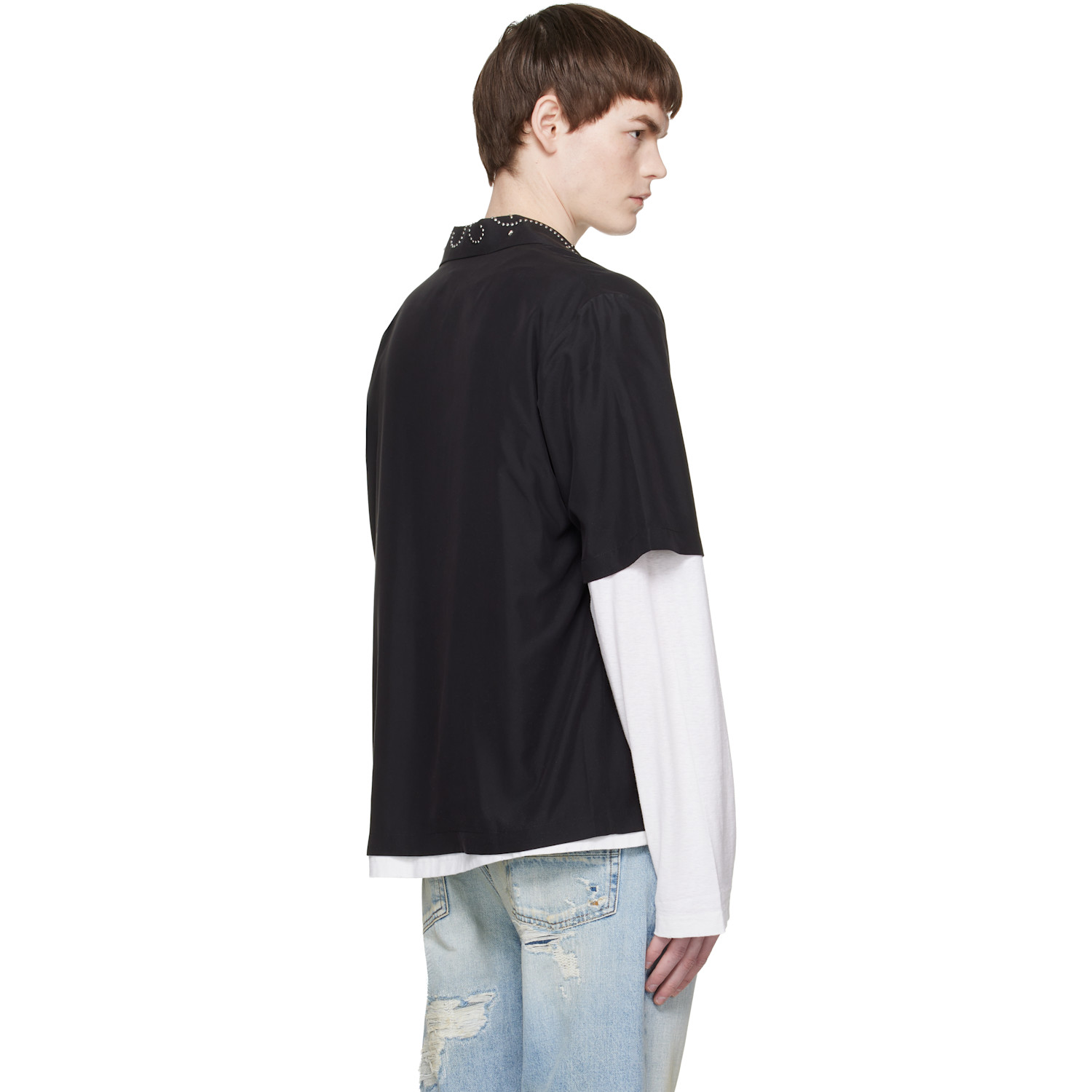  Amiri Black 'amiri' Stud Camp Shirt 
