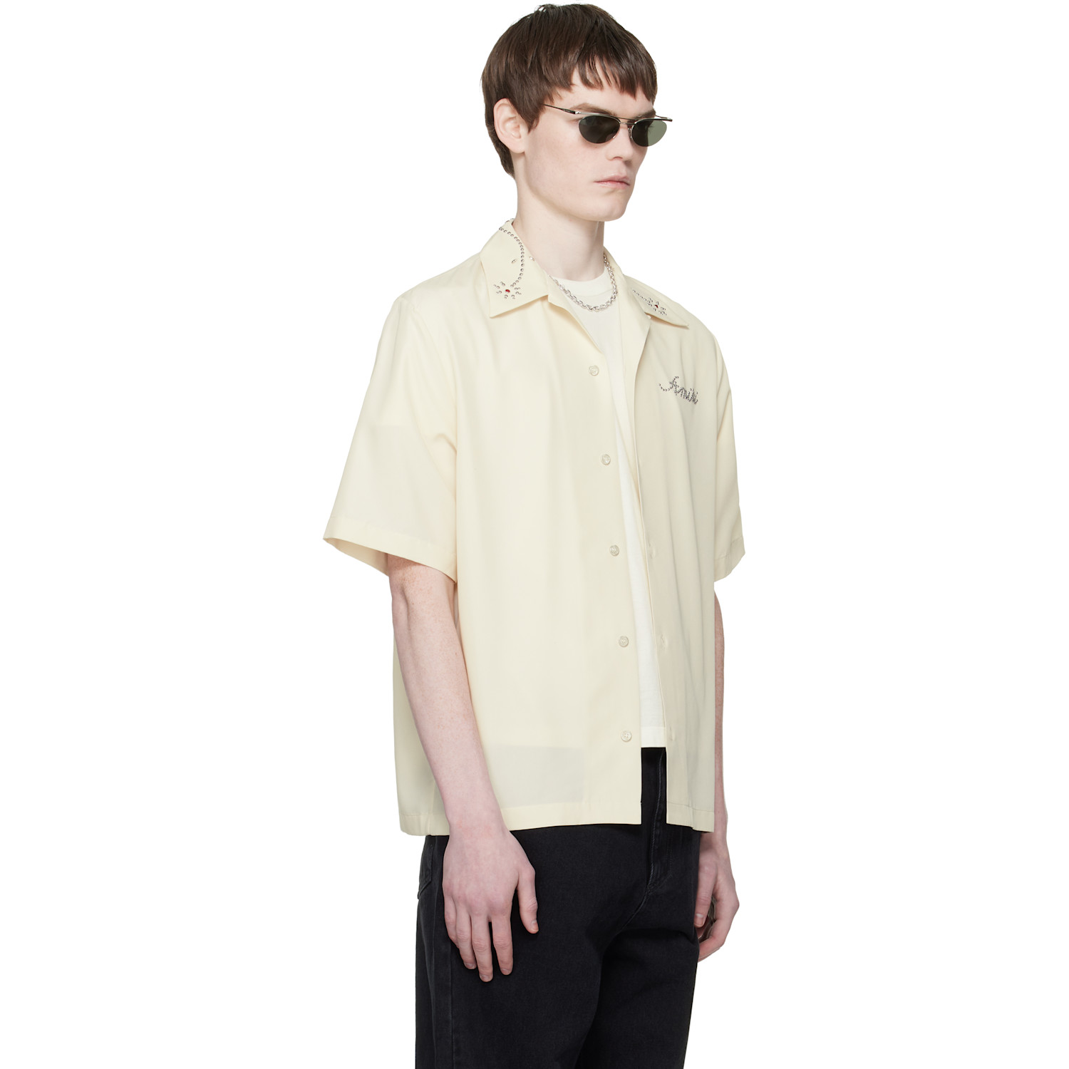  Amiri Off-white 'amiri' Stud Camp Shirt 