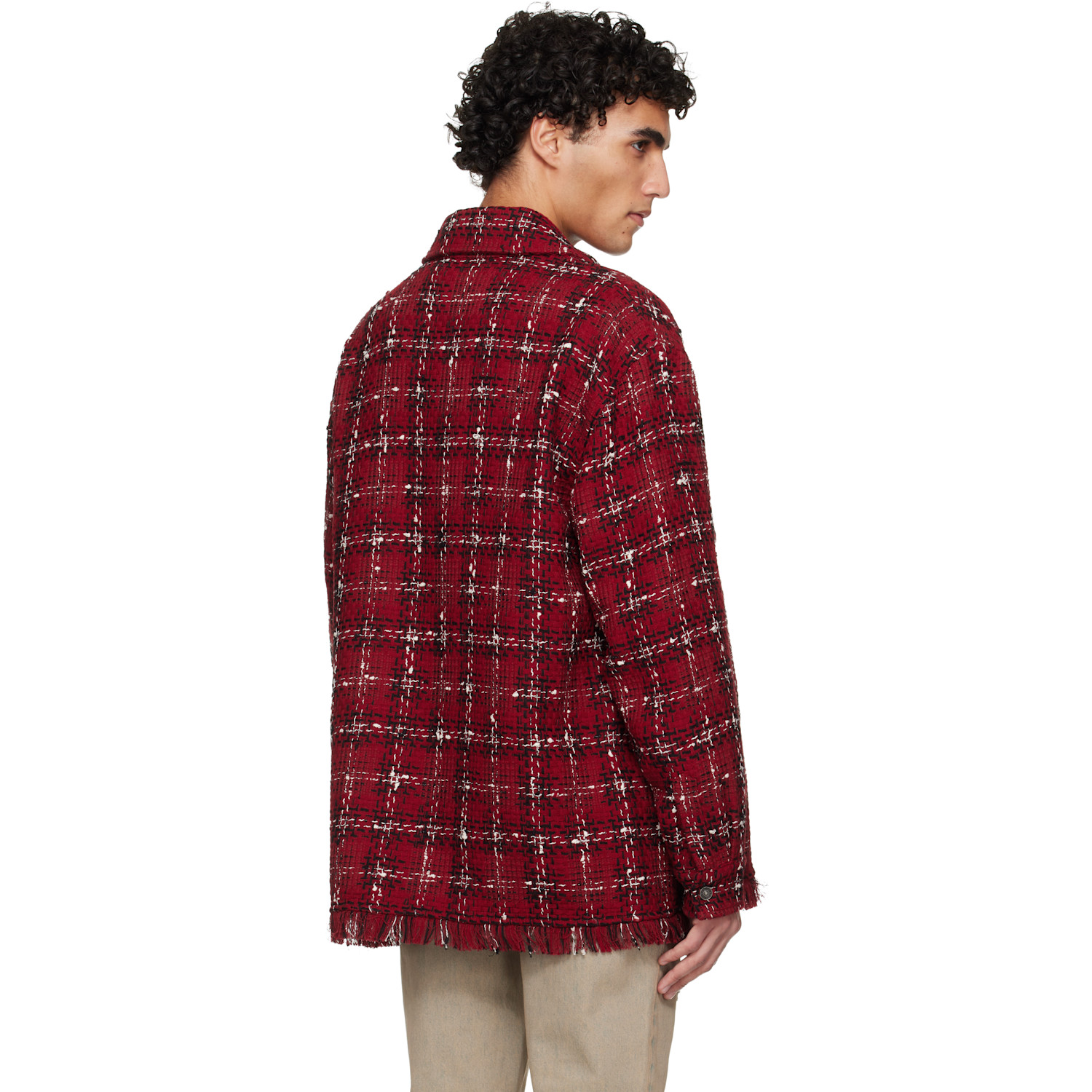  Amiri Red Tweed Flannel Overshirt 
