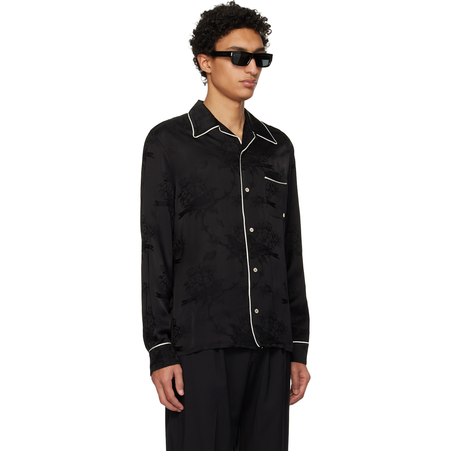  Amiri Black Floral Jacquard Shirt 