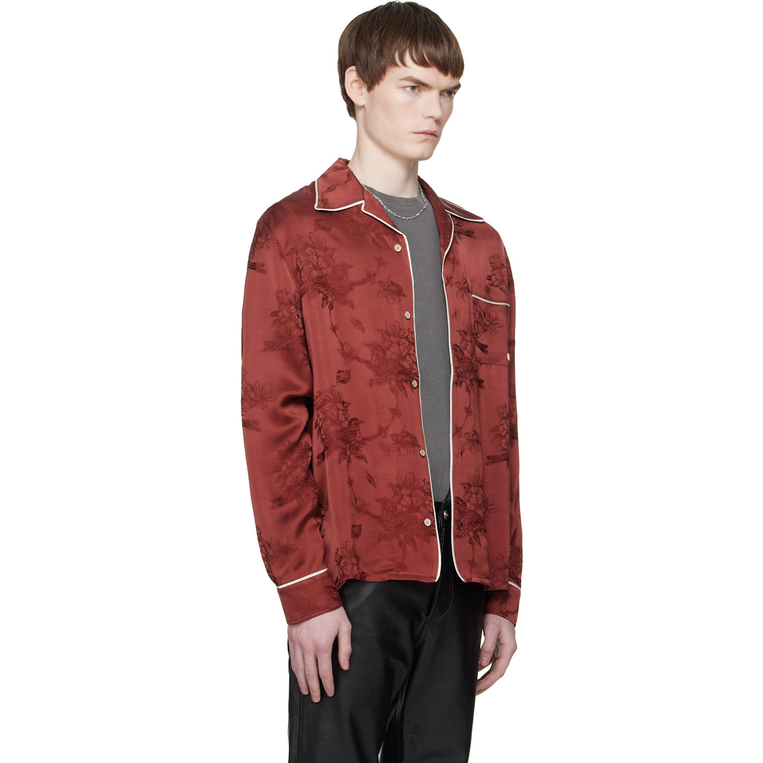  Amiri Red Floral Jacquard Pyjama Shirt 
