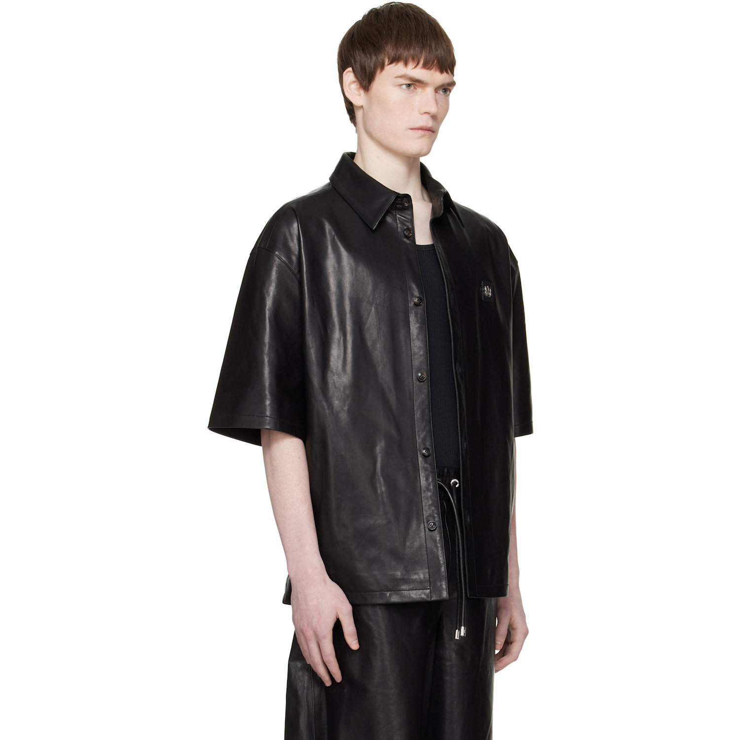  Amiri Black Ma Oversized Leather Shirt 