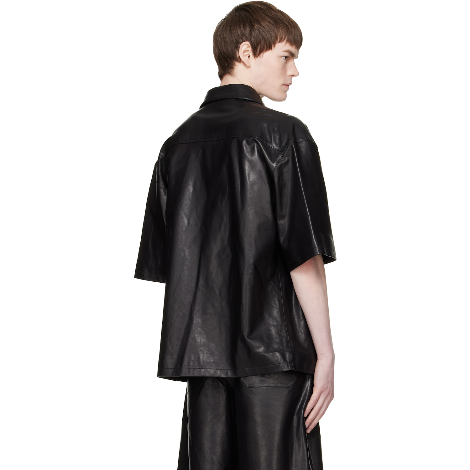  Amiri Black Ma Oversized Leather Shirt 