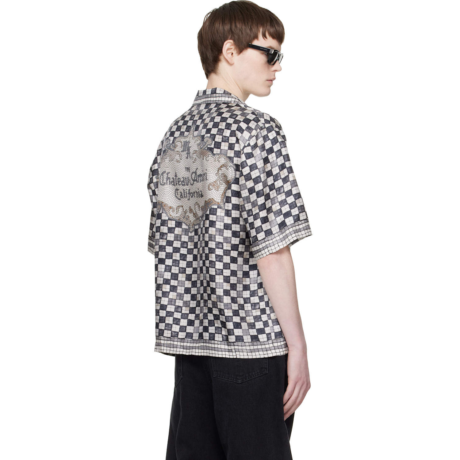  Amiri Gray Ma Checkered Bowling Shirt 