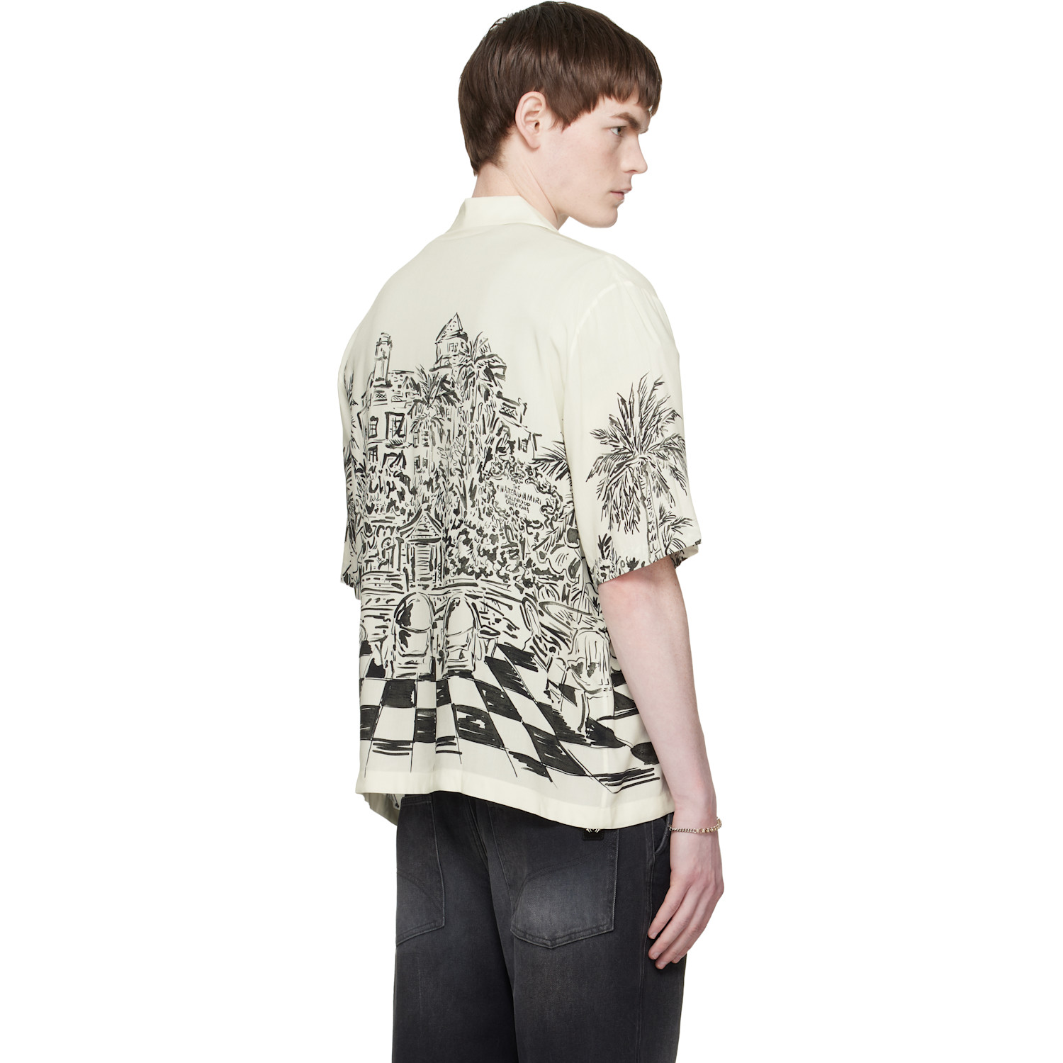  Amiri White Chateau Sketch Camp Shirt 