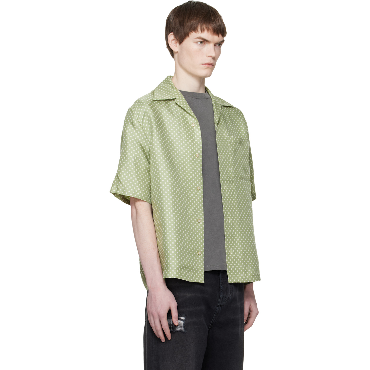  Amiri Green Polka Dot Camp Shirt 