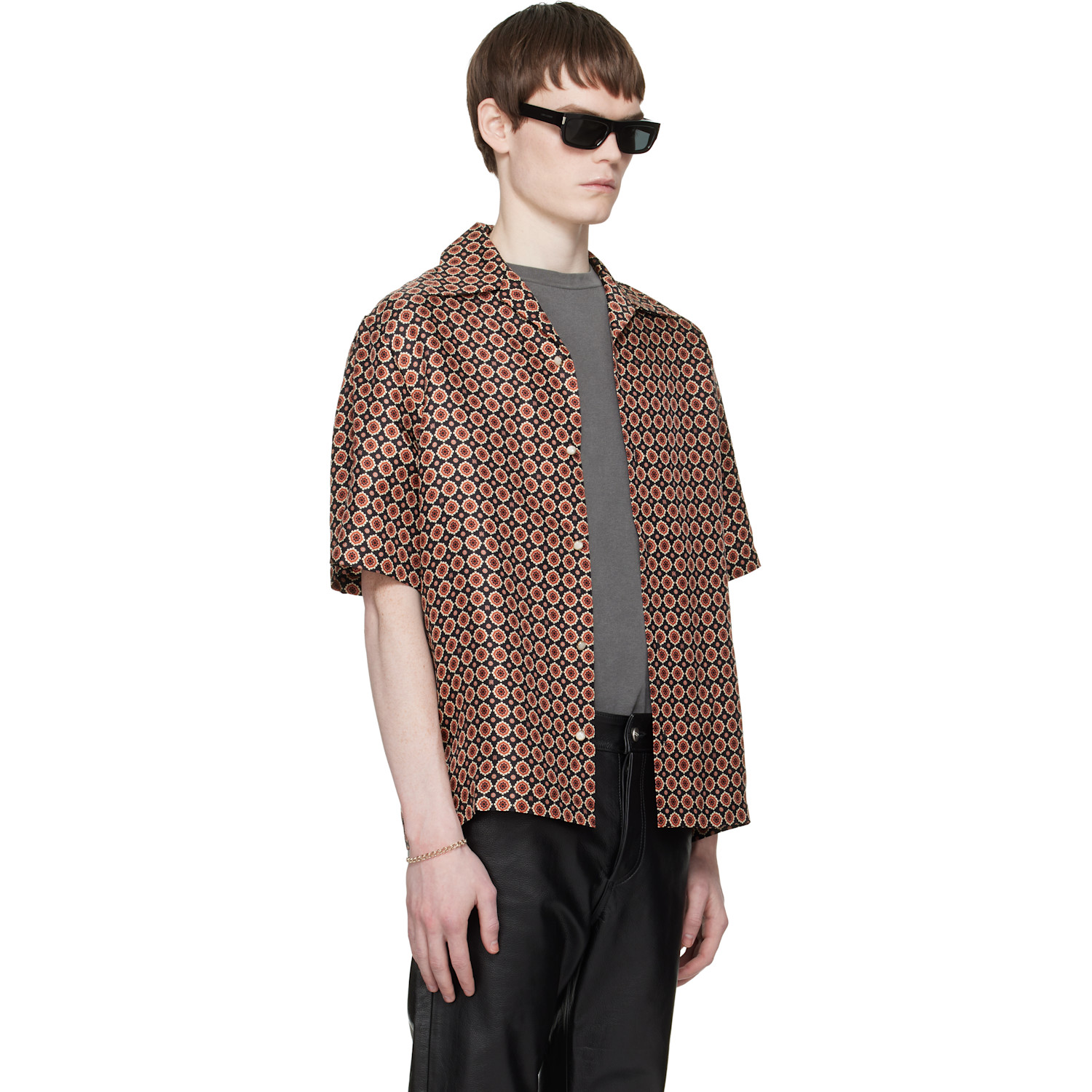  Amiri Red & Black Medallion Camp Shirt 