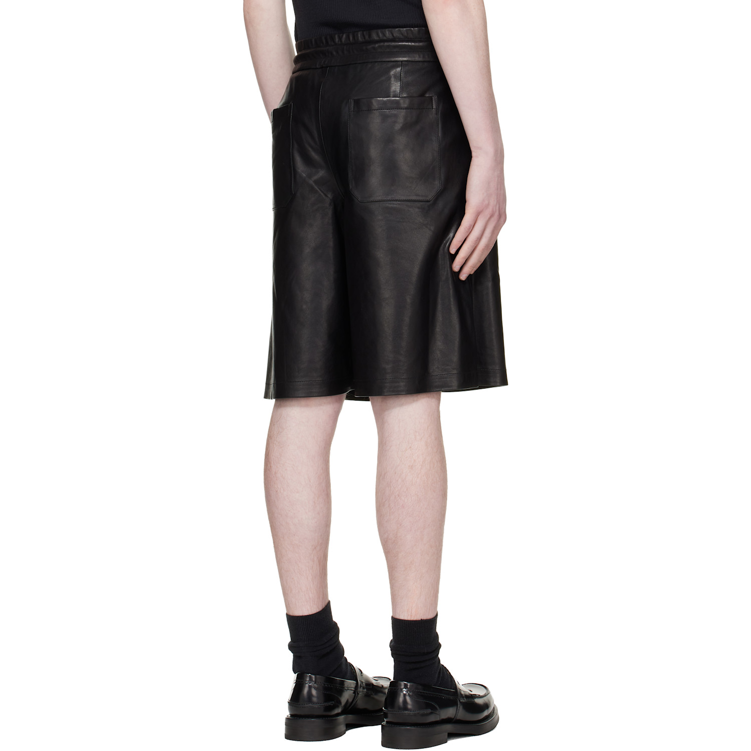  Amiri Black Ma Oversized Leather Shorts 