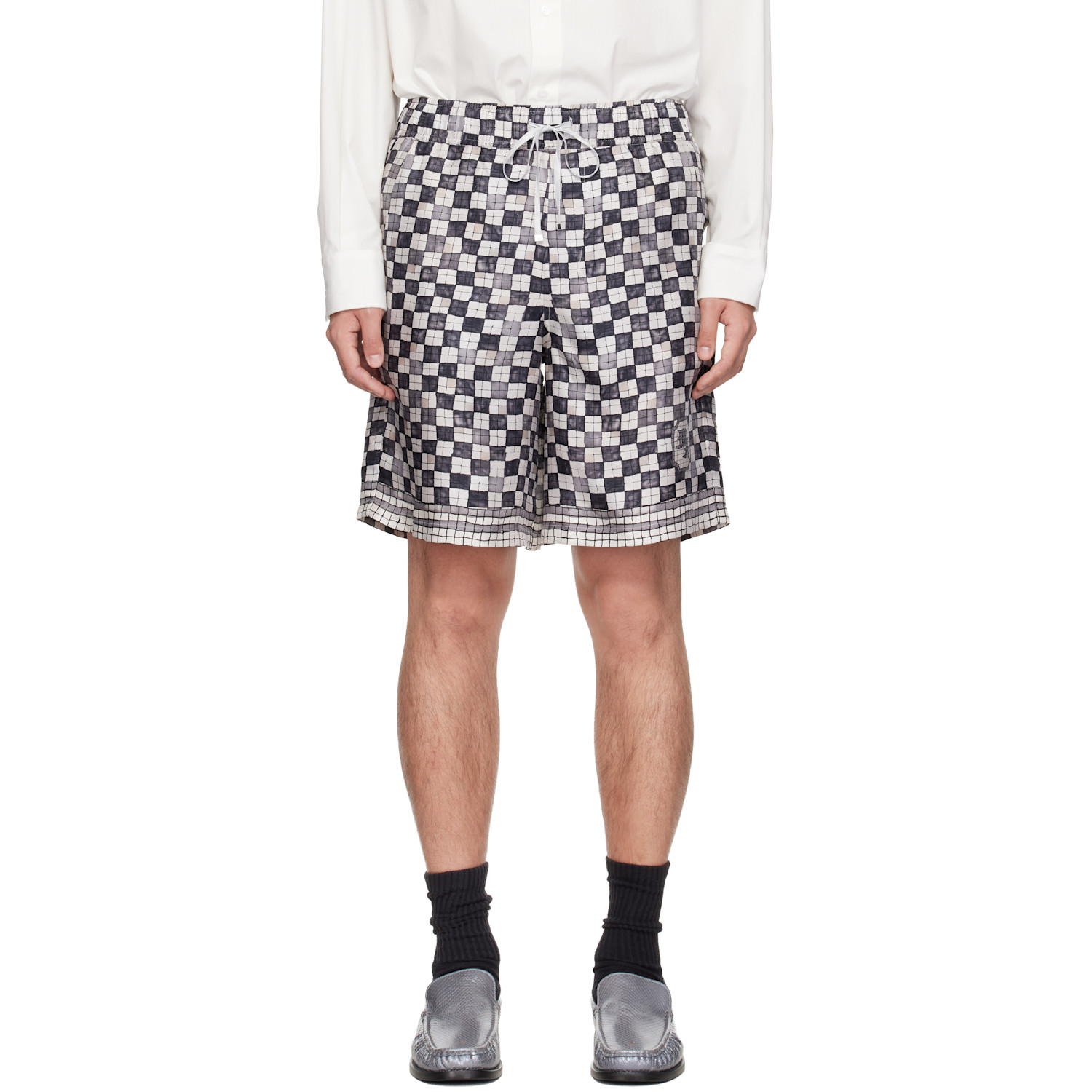 AMIRI Gray & Off-White MA Checkered Shorts