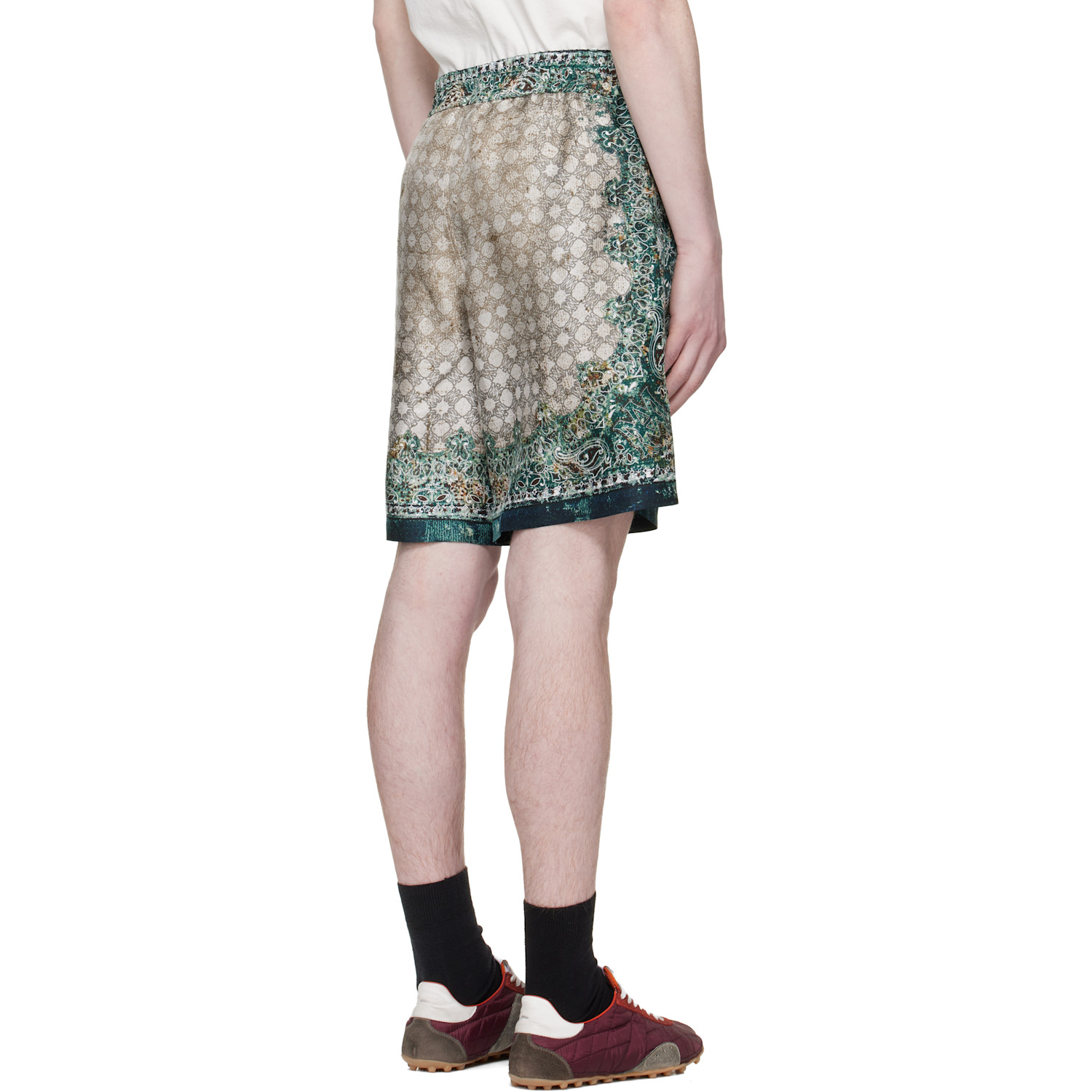  Amiri Beige & Green Bandana Shorts 