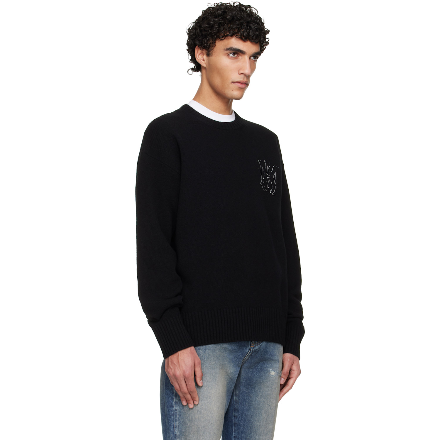  Amiri Pull Noir à Monogramme 