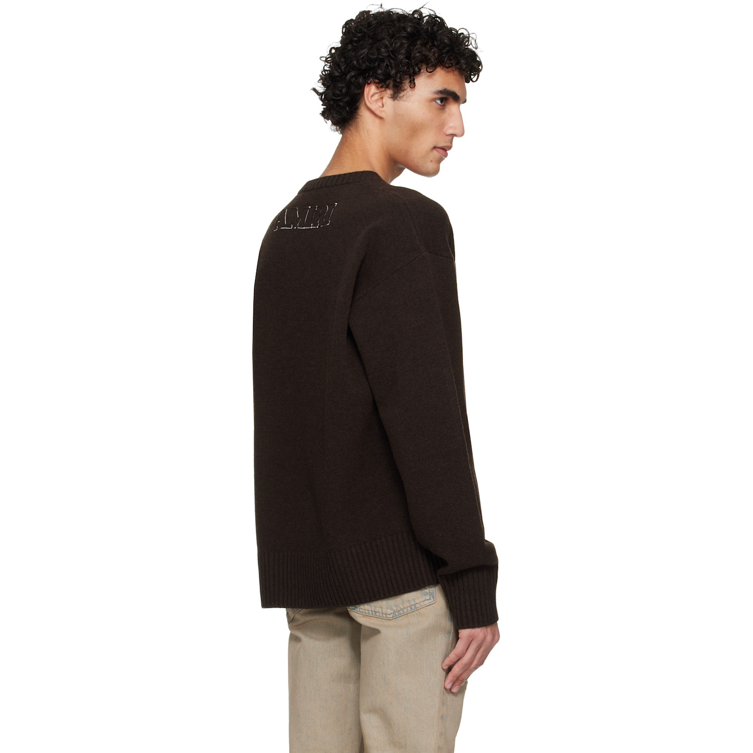  Amiri Pull Brun à Monogramme 