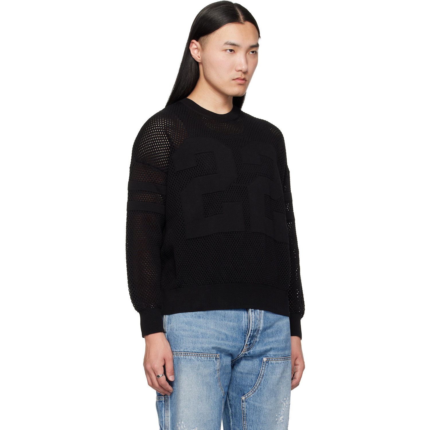  Amiri Black 'amiri 22' Crewneck Sweater 