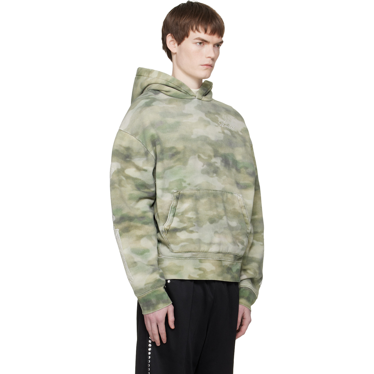  Amiri Green Bones Oversized Hoodie 