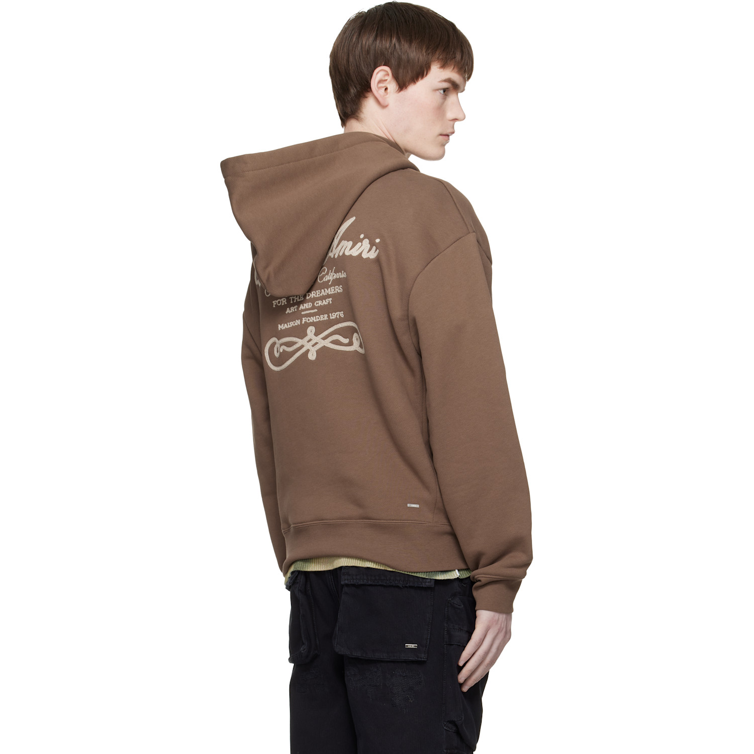  Amiri Brown 'chateau' Script Hoodie 