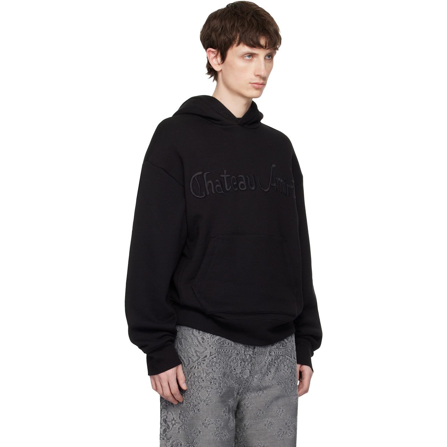  Amiri Black 'chateau Amiri' Tonal Oversized Hoodie 