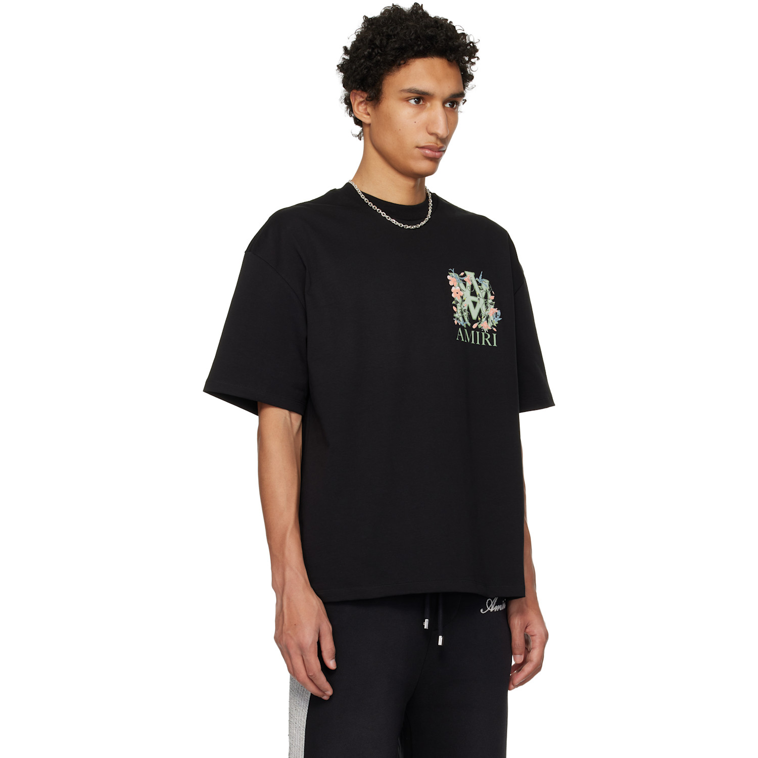  Amiri Black Ma Floral Oversized T-shirt 