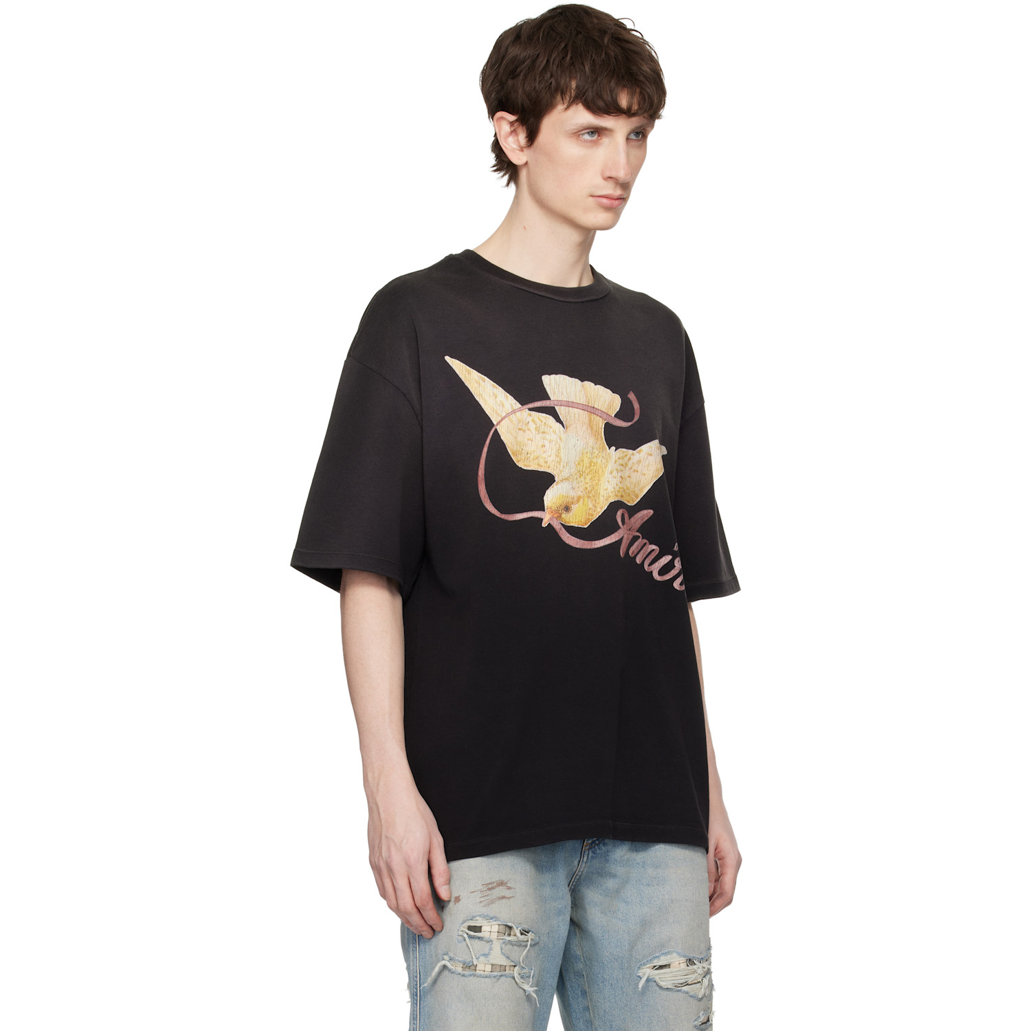  Amiri Black 'amiri Ribbon' Oversized T-shirt 