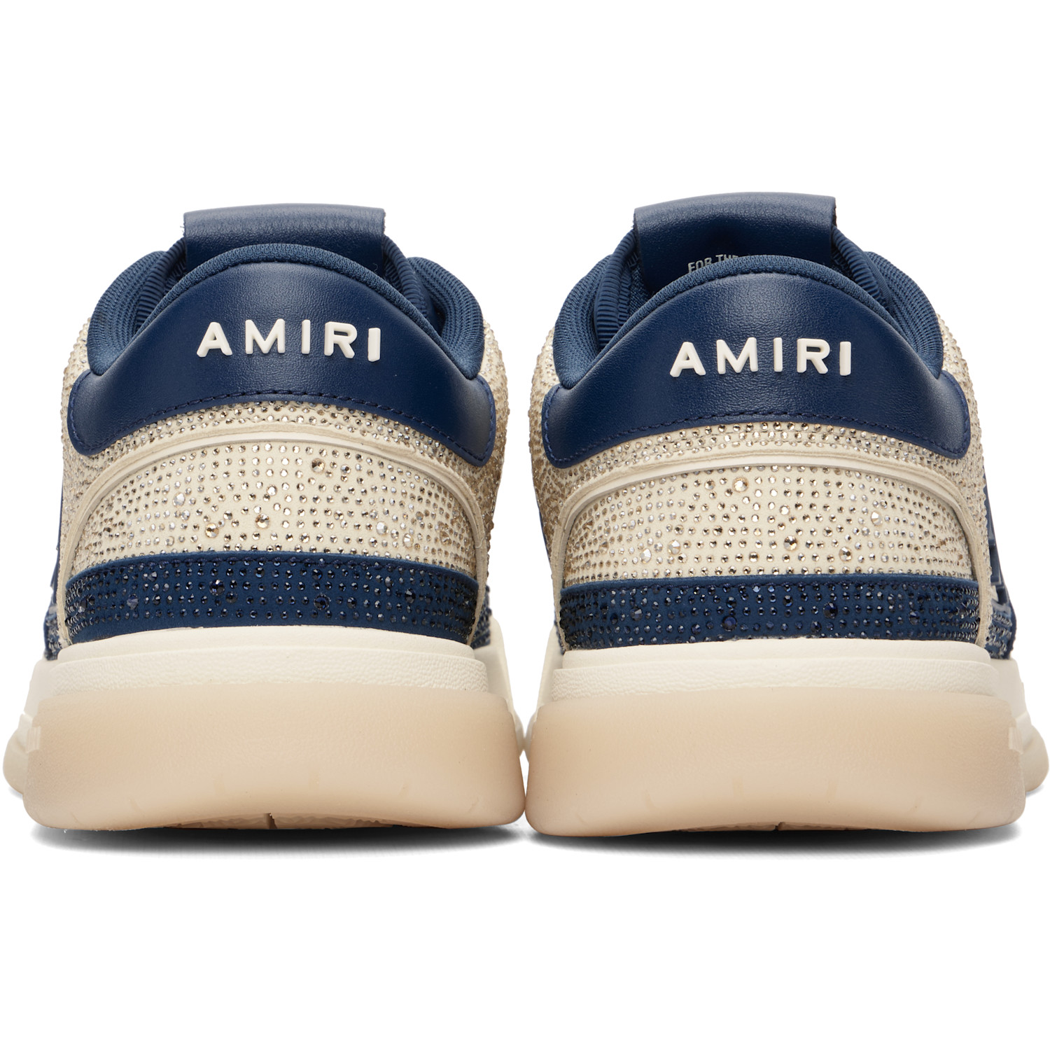  Amiri Beige & Navy Crystal Classic Low Sneakers 