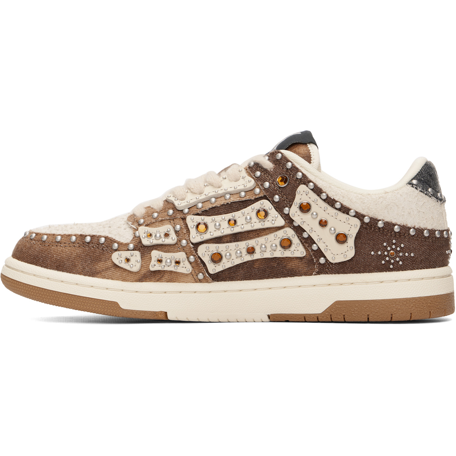  Amiri Brown & Beige Stud Skel Top Low Sneakers 
