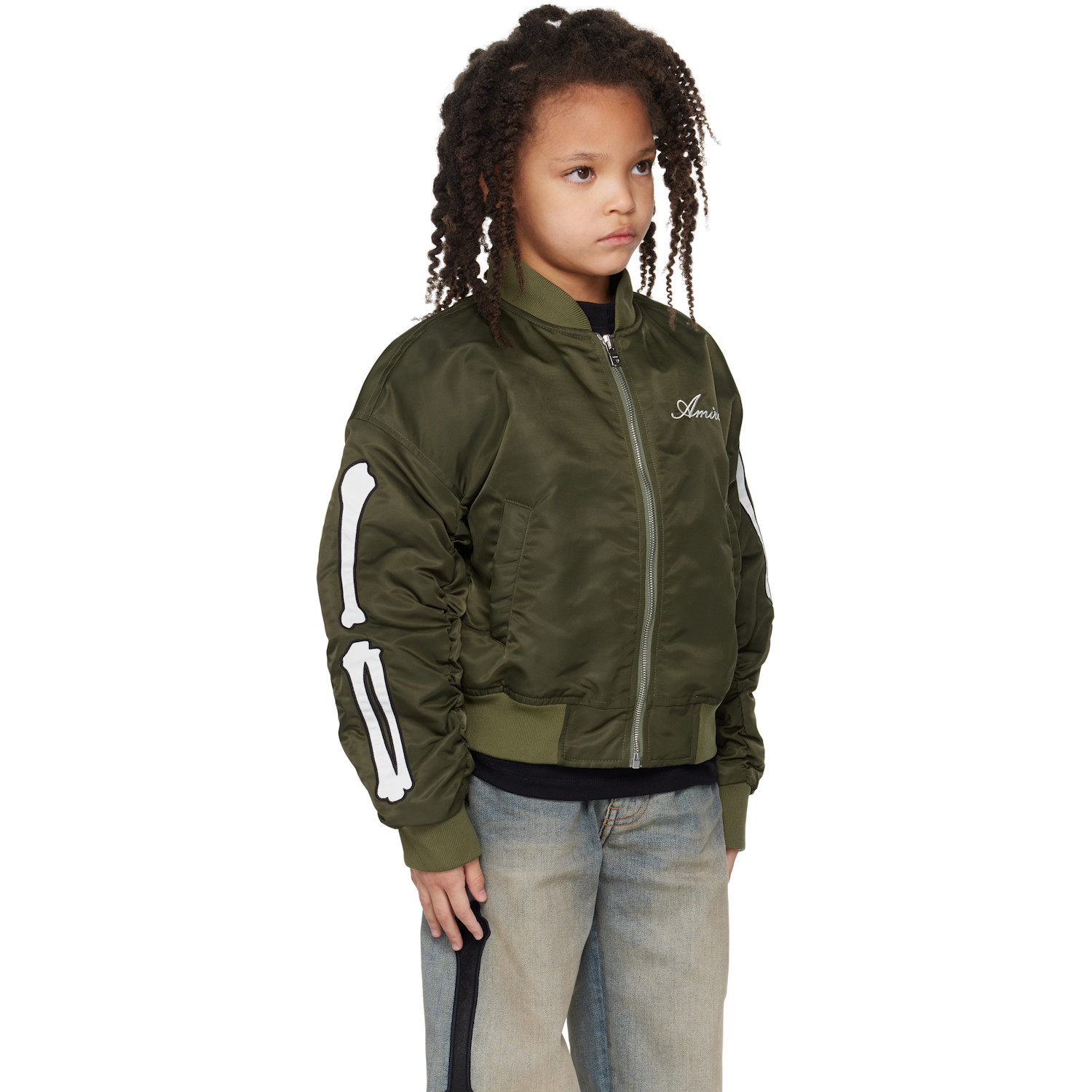  Amiri Kids Khaki Bones Bomber Jacket 