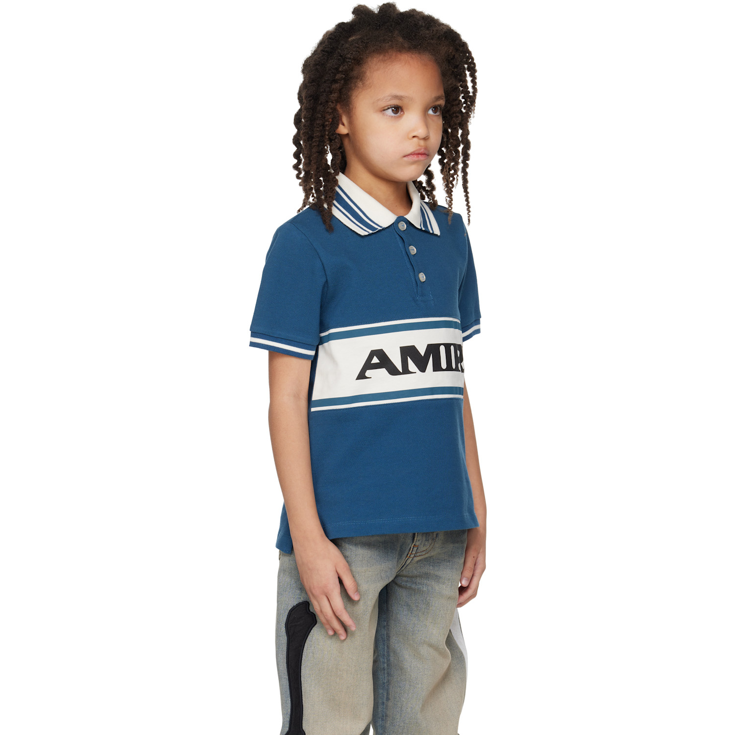  Amiri Kids Navy 'amiri' Sport Polo 